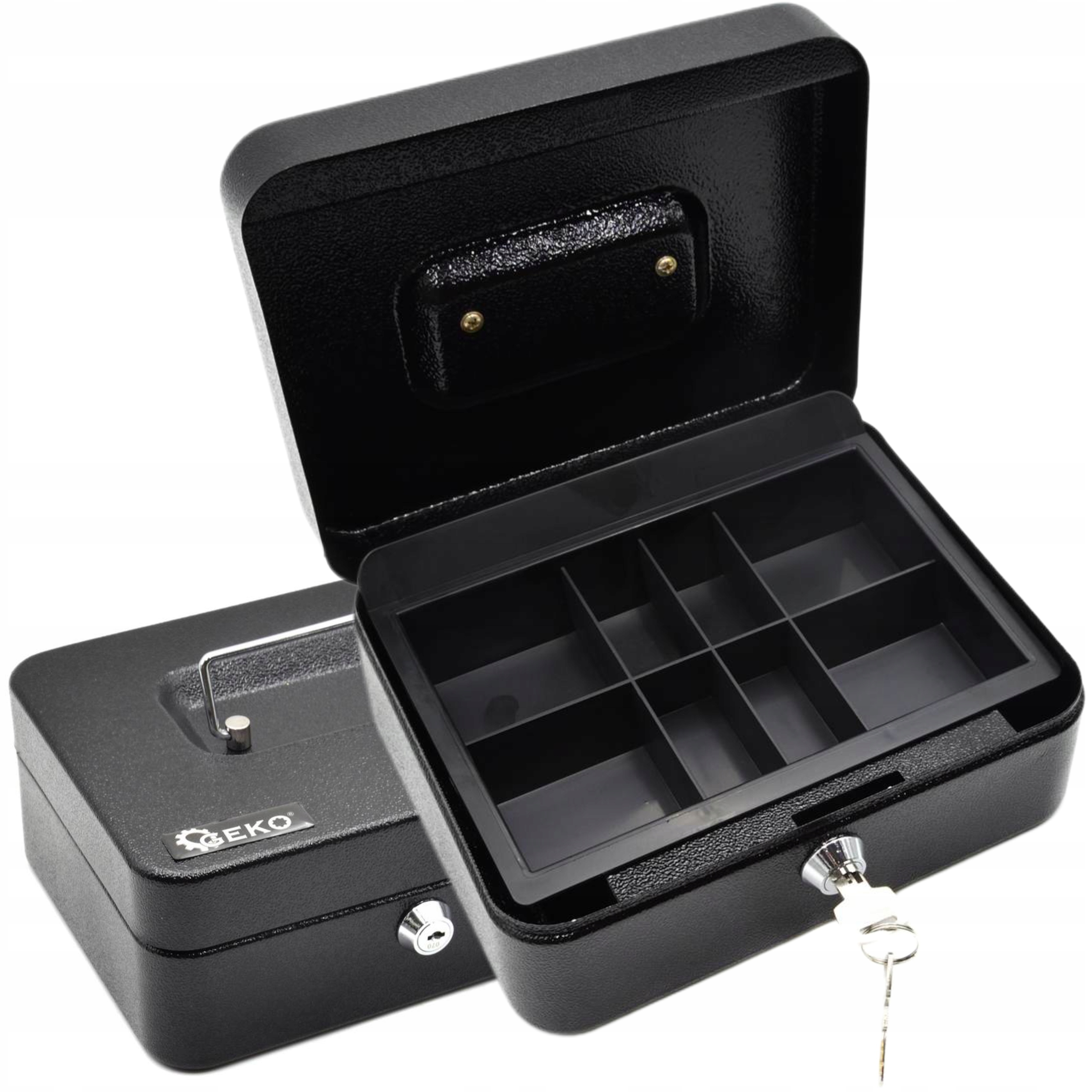 GEKO METALOWA KASETKA SEJF NA PIENIĄDZE 200x160x90mm NA KLUCZYK G10901