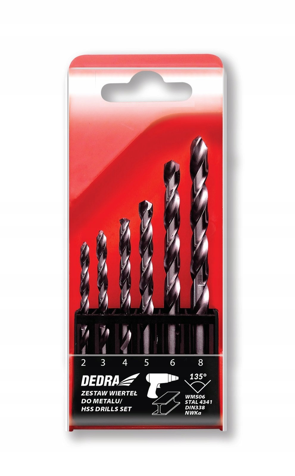 ZESTAW WIERTEŁ DO METALU DEDRA WMS06 6SZT HSS