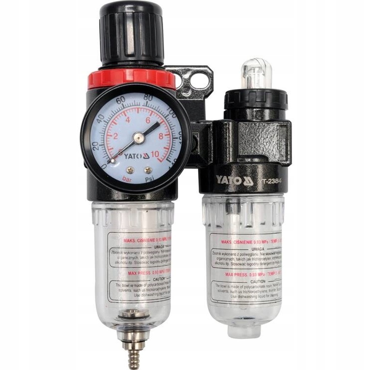 YATO ZESPÓŁ FILTRUJĄCY REDUKTOR I SMAROWNICA 1/4 25CM3 MAX 60 STOPNI YT2384