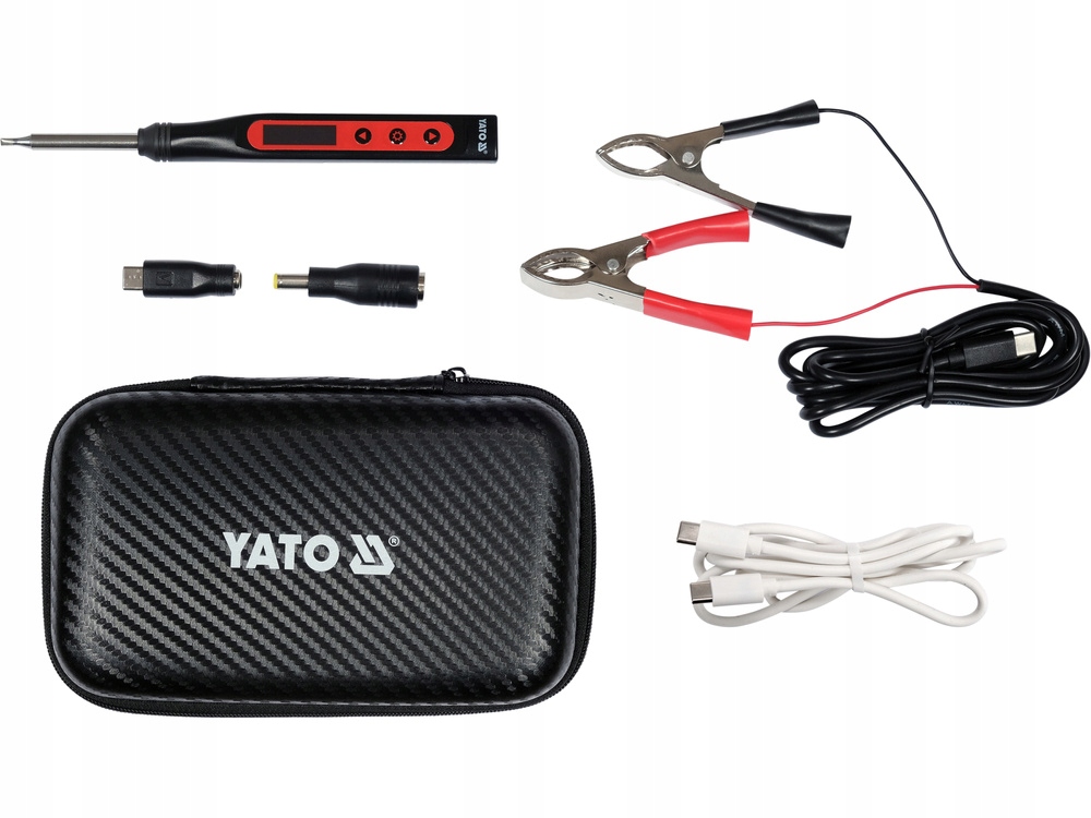 YATO ZESTAW PRZENOŚNA LUTOWNICA CYFROWA GROTOWA 65W GROT T12 USB ADAPTERY
