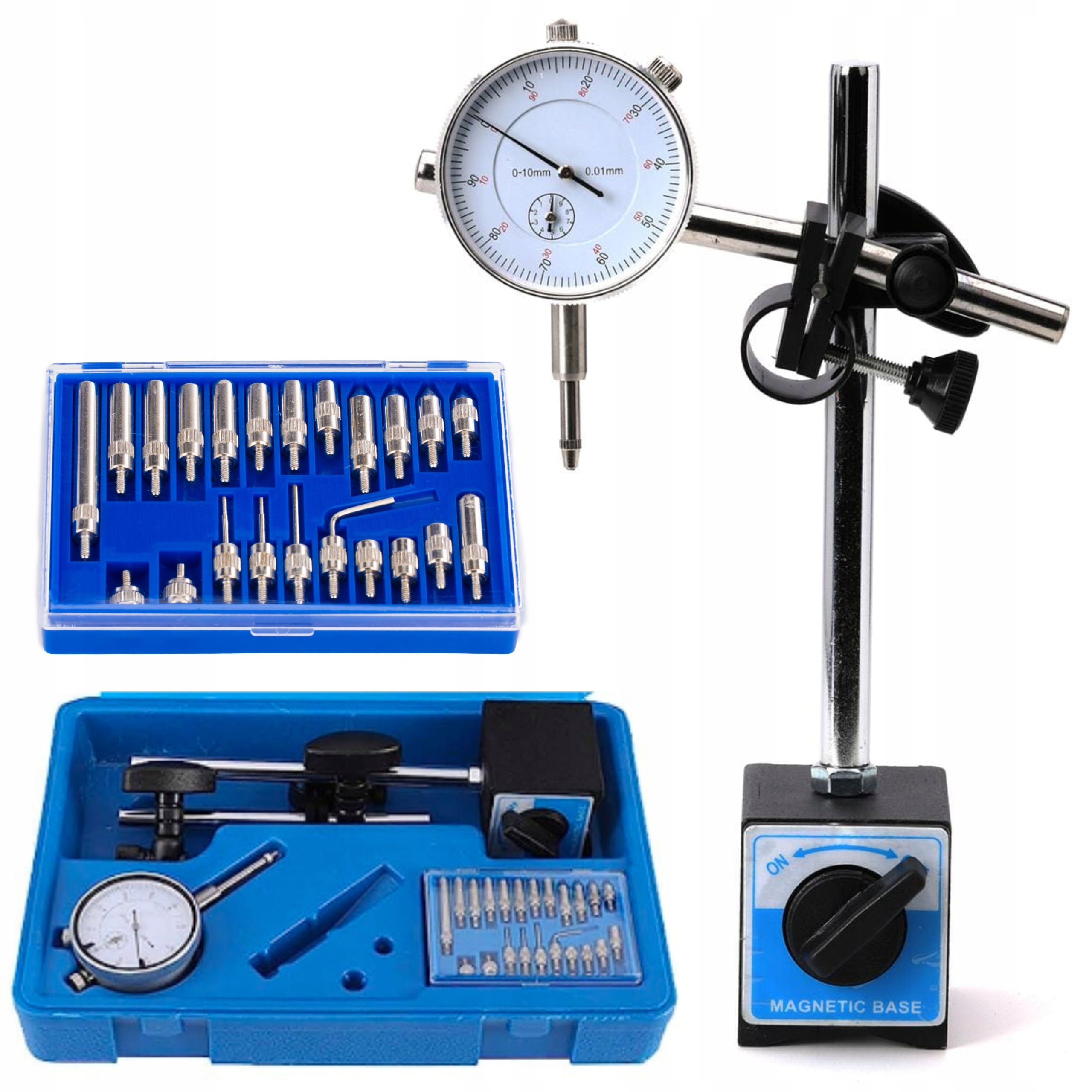 STATYW MAGNETYCZNY Z CENTRALNYM MOCOWANIEM CZUJNIKA ZEGAROWEGO 22 KOŃCÓWKI