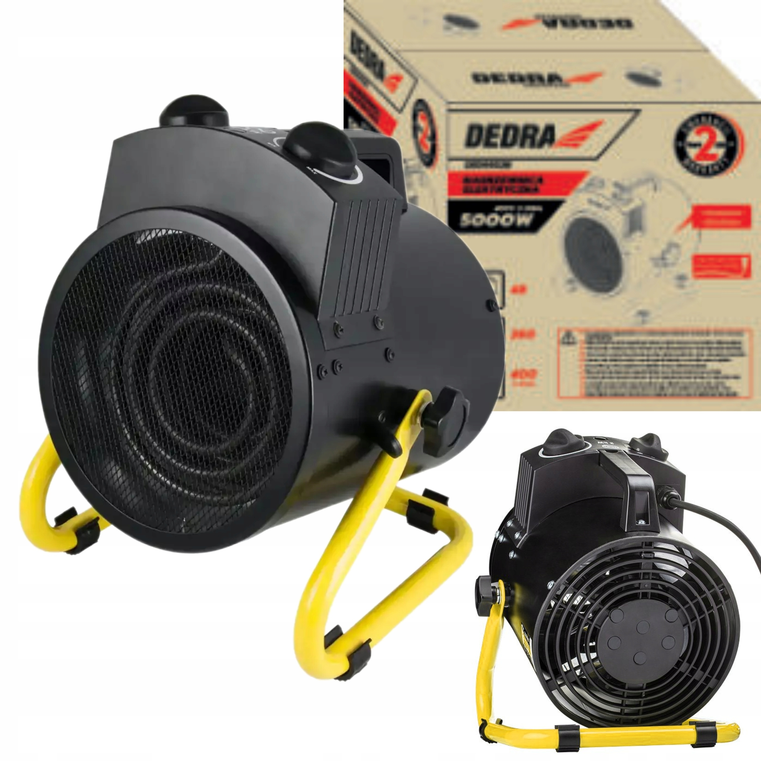 DEDRA NAGRZEWNICA ELEKTRYCZNA 5,0kW FARELKA 400V OKRĄGŁA CZARNA DED9932B
