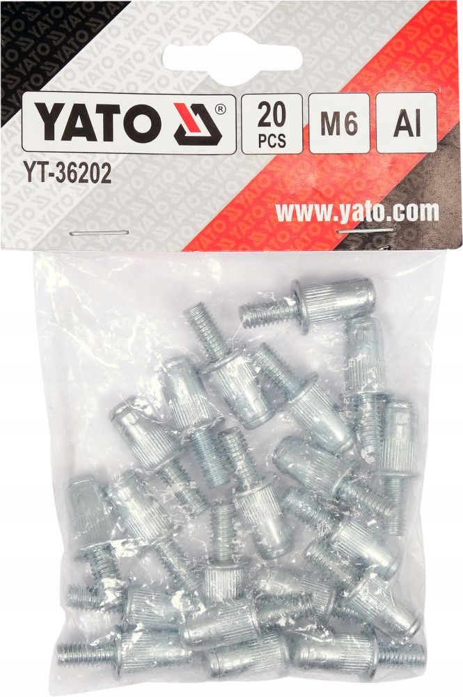 YATO NITOTRZPIENIE ALUMINIOWE NITOŚRUBY M6 20 SZT. DO NITOWNICY YT-36202