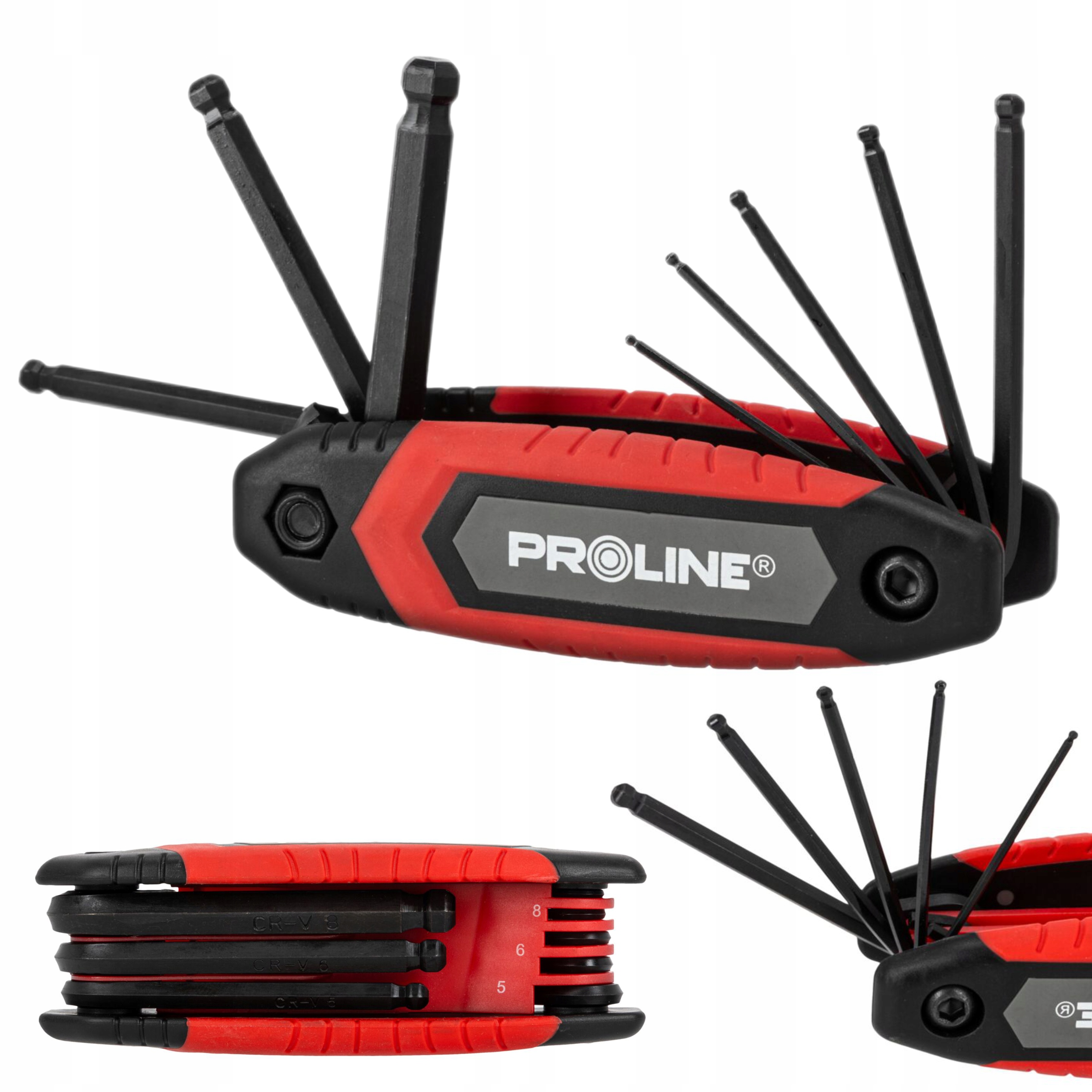 PROLINE KLUCZE IMBUSOWE Z KULKĄ I SKUWKĄ ZESTAW 8 ELEMENTÓW 1.5-8.0MM 48363