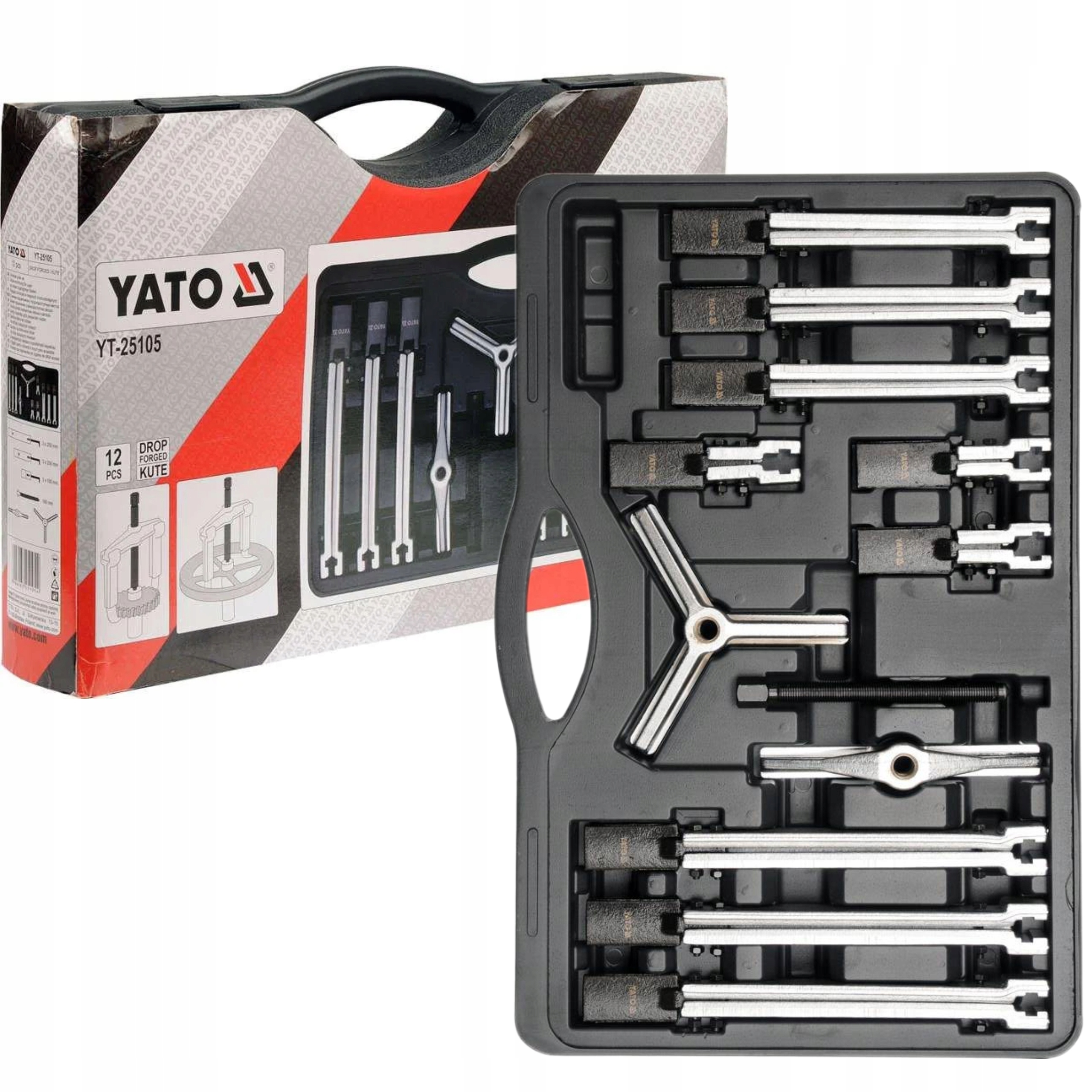 YATO ŚCIĄGACZ DO ŁOŻYSK DWU I TRÓJRAMIENNY 100-250 MM 12w1 WALIZKA YT-25105