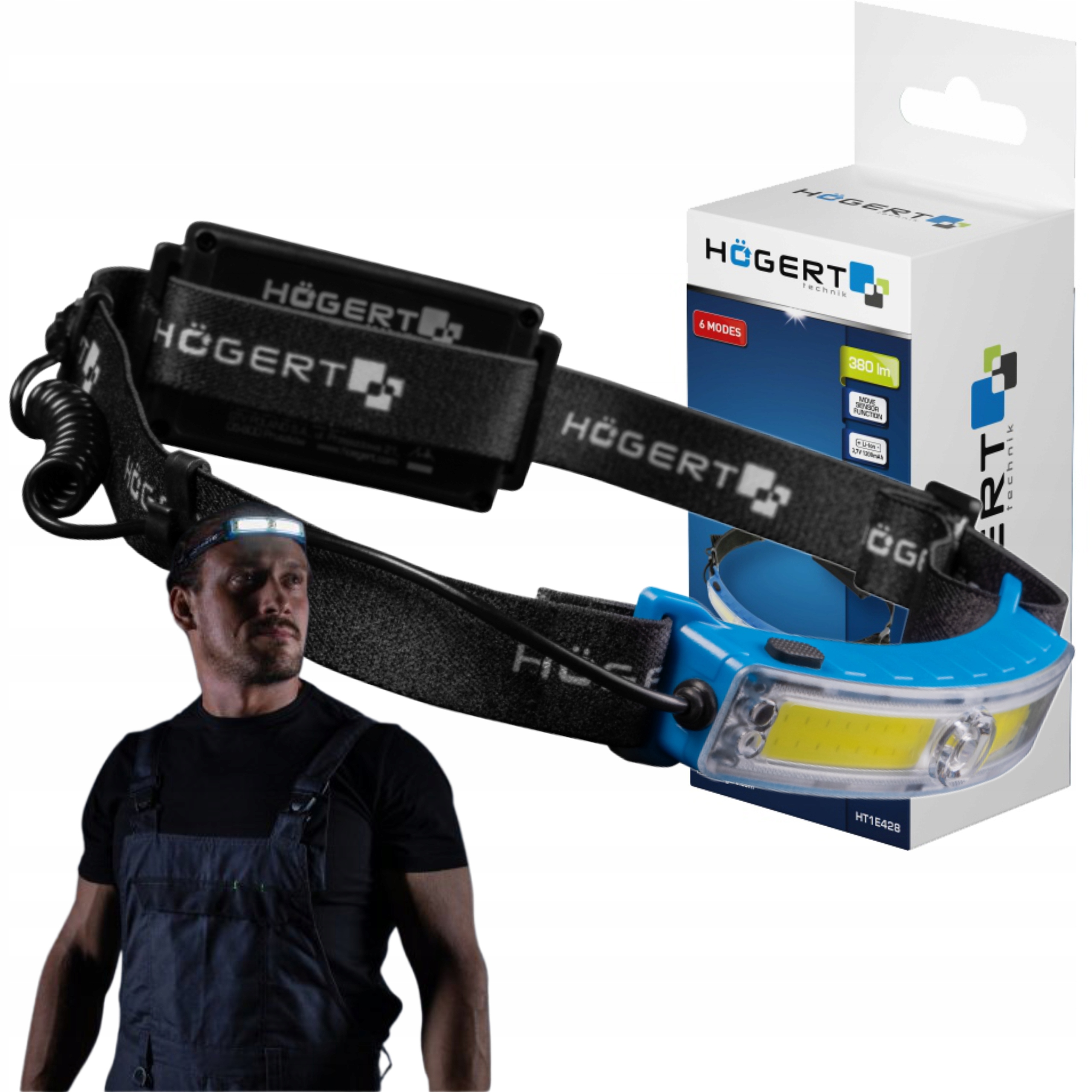 HOGERT LAMPA CZOŁOWA COB XPG USB-C AKUMULATOR LI-ION 6 TRYBÓW HT1E428