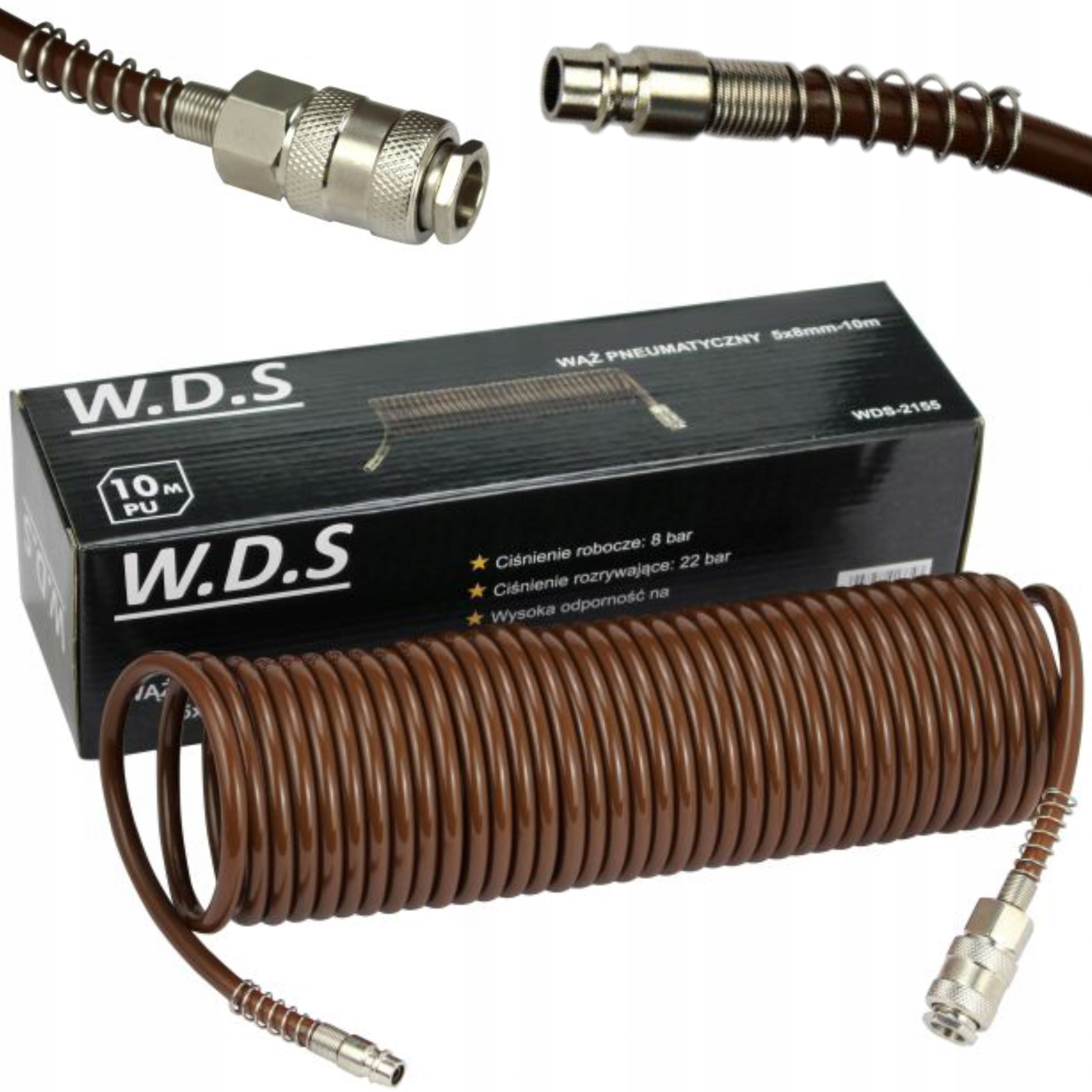 WĄŻ SPIRALNY PNEUMATYCZNY DO KOMPRESORA 5x8mm 10m KRAFT&DELE W.D.S WDS2155