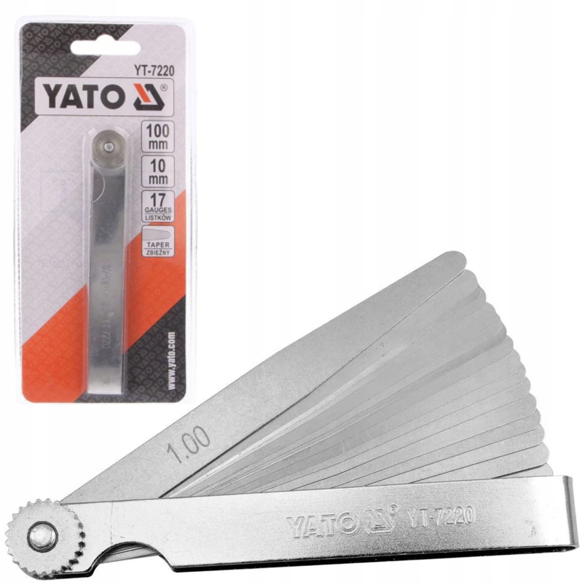 YATO SZCZELINOMIERZ LISTKOWY 17 LISTKÓW 100MM 0,02-1MM STAL SPRĘŻYN Y-7220