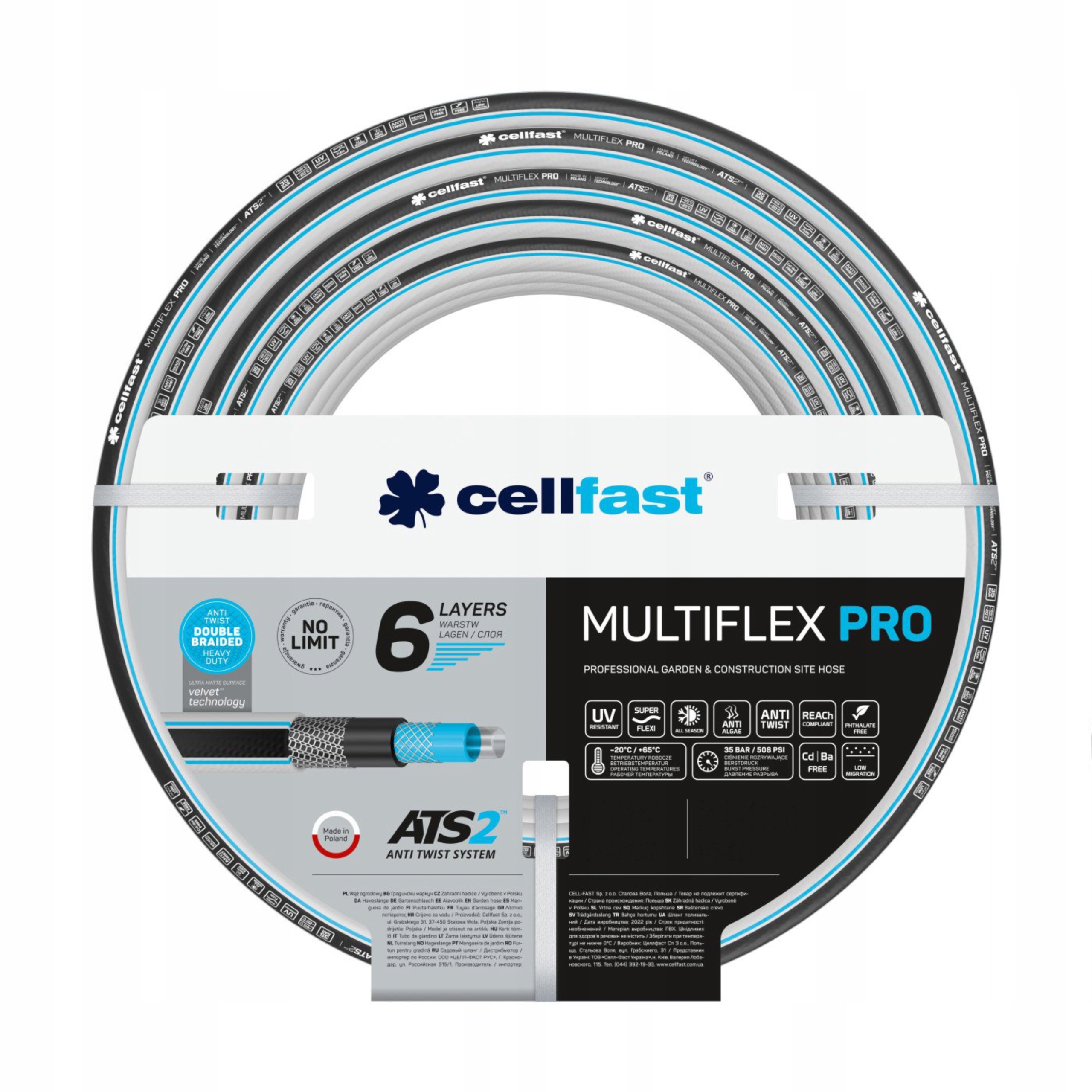 CELLFAST WĄŻ OGRODOWY 6-WARSTWOWY MULTIFLEX PRO ATS2 1CAL 10M 13-830 POLSKI