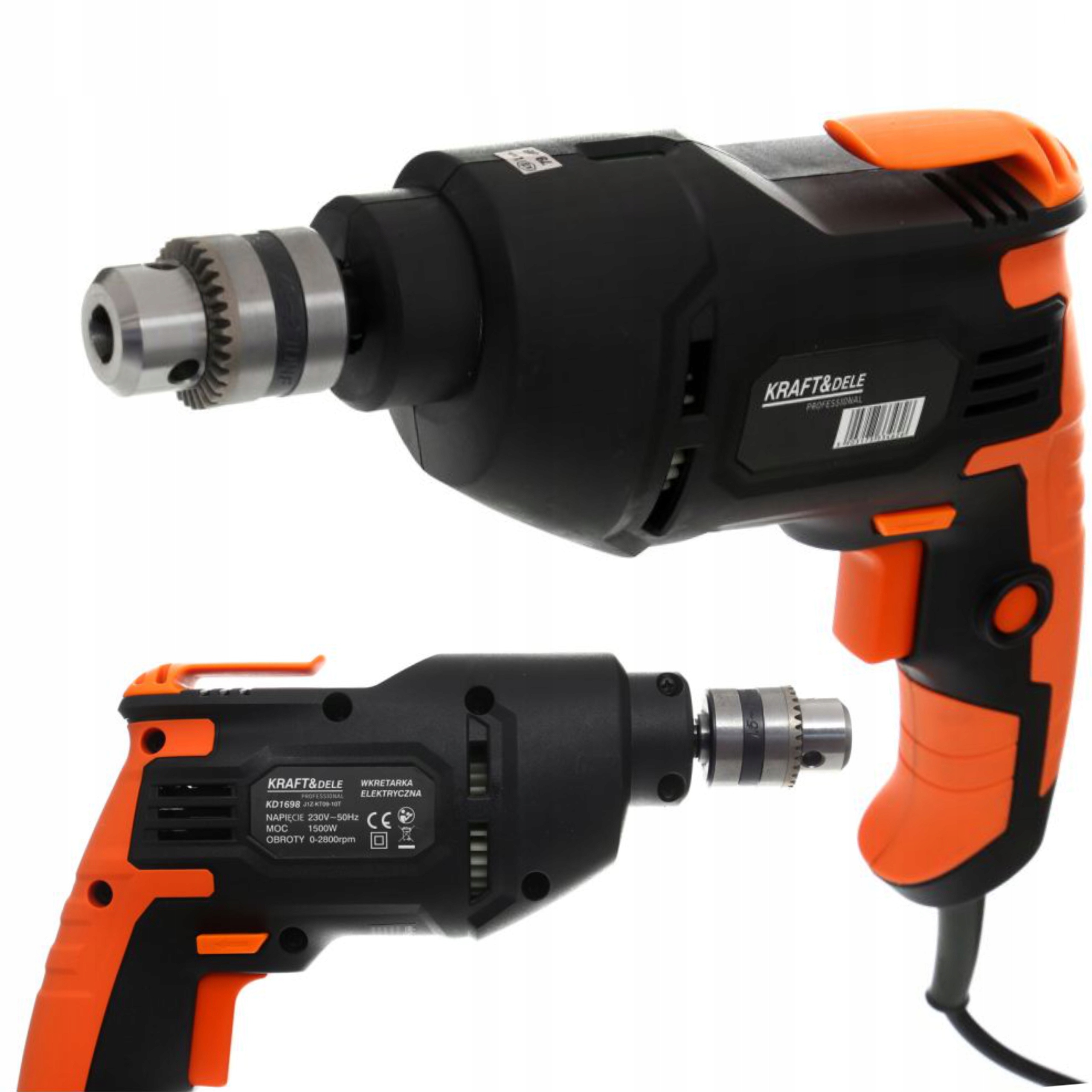 KRAFT&DELE WIERTARKA RĘCZNA 1500W 10MM REGULACJA PRĘDKOŚCI 230V KD1698