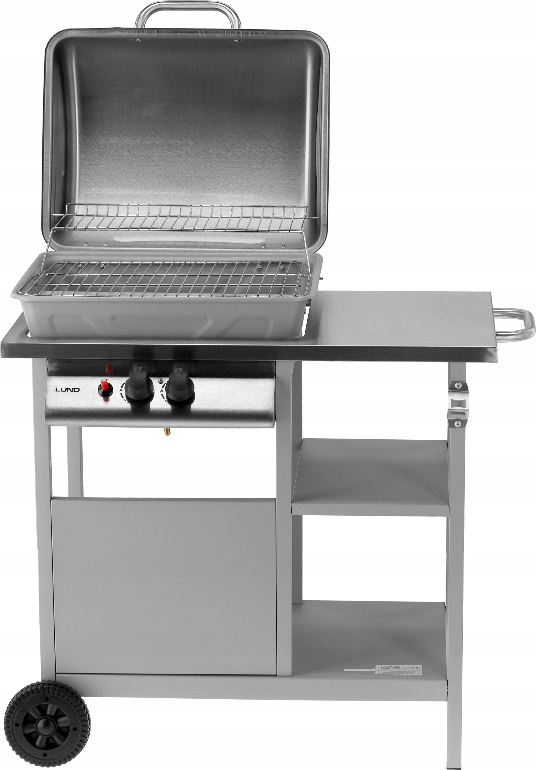 LUND GRILL GAZOWY OGRODOWY STAL NIERDZEWNA 2 PALNIKI 5,5KW CHROMOWANY RUSZT