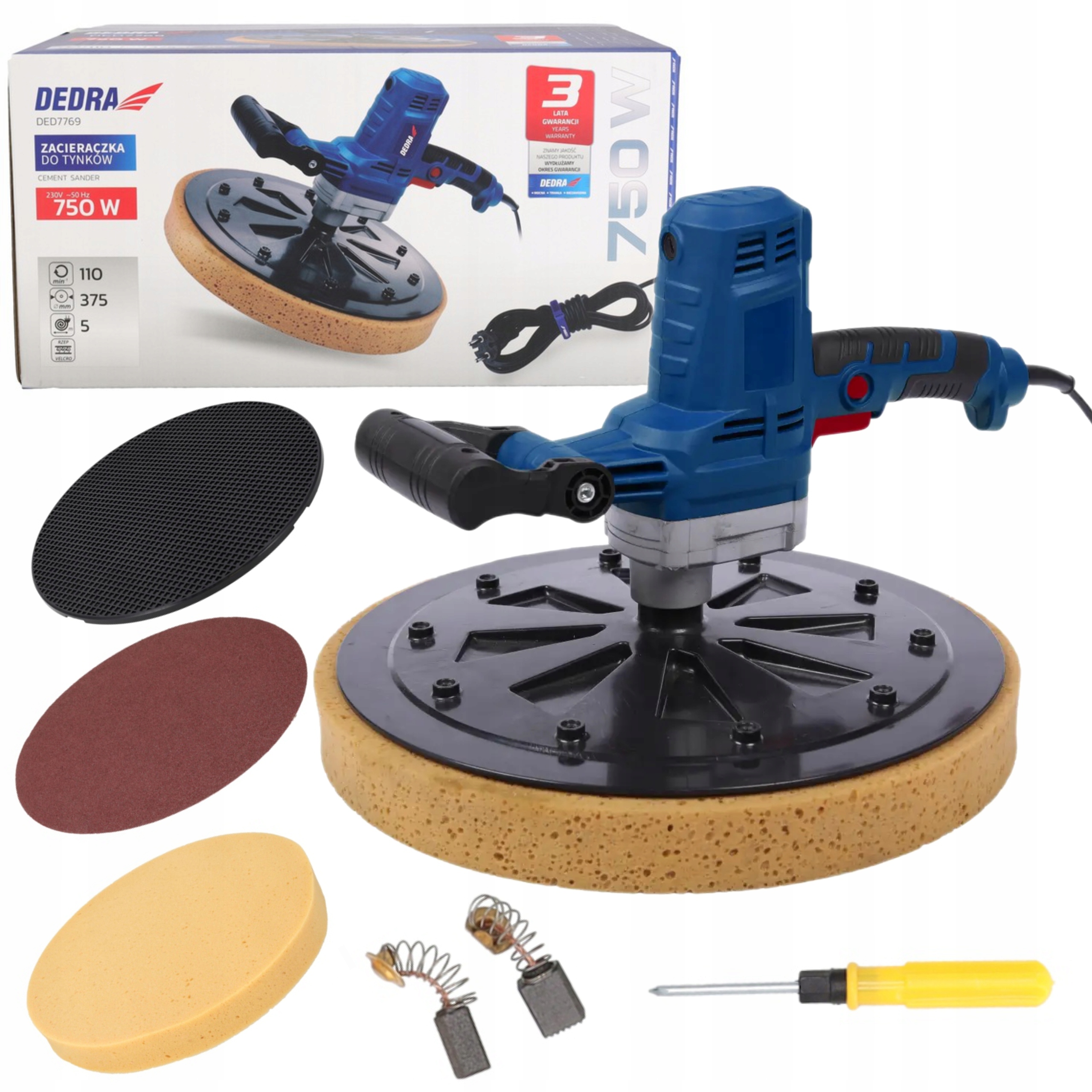 DEDRA SZLIFIERKA DO STYROPIANU ELEWACJI ZACIERACZKA TYNKÓW PŁYT 750W D7769
