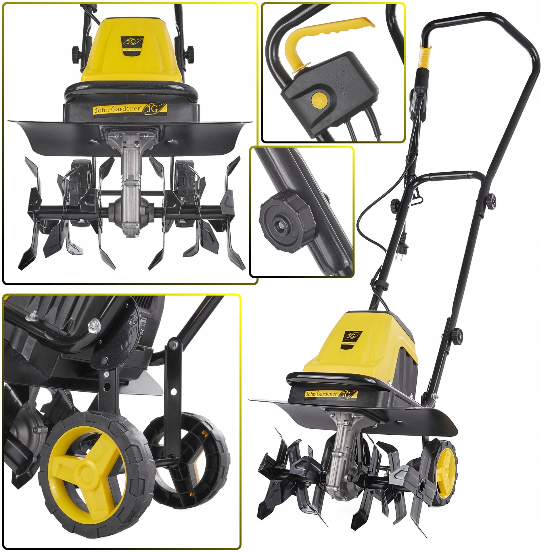 GLEBOGRYZARKA ELEKTRYCZNA 1500W KULTYWATOR DO GLEBY 45CM REGULACJA 6 NOŻY