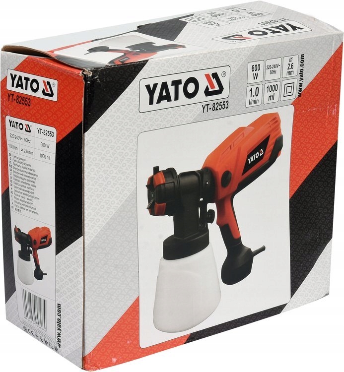 ELEKTRYCZNY PISTOLET MALARSKI AGREGAT 600W 1L/min + 3 DYSZE YATO YT-82553