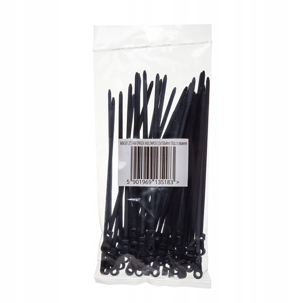 ZESTAW OPASEK KABLOWYCH Z OCZKIEM 3.5x150x4MM 50SZT. CZARNE MAR-POL M66581
