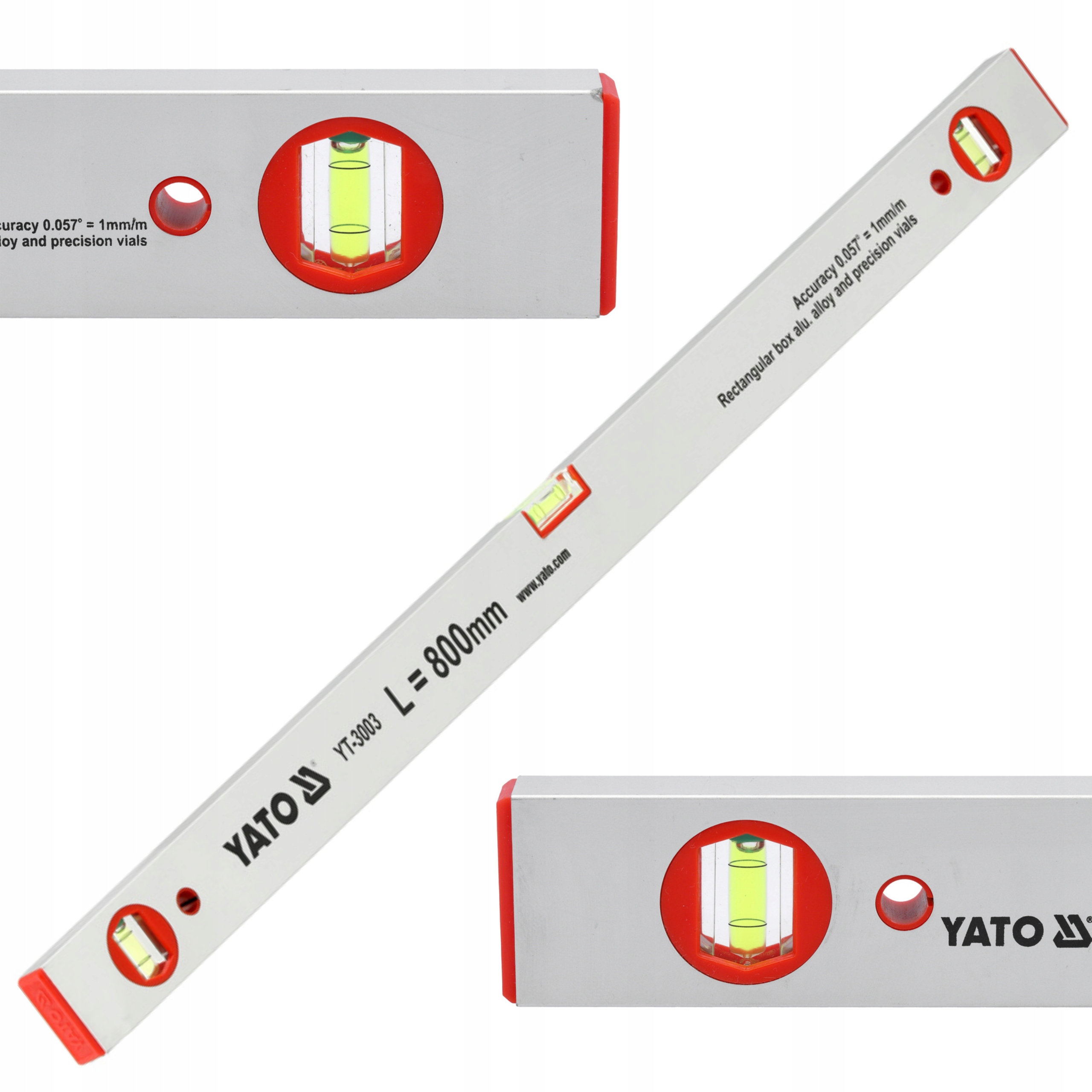 YATO POZIOMNICA ALUMINIOWA 3 LIBELKI LIBELLE 800 MM 0,8 M 1,5 MM YT-3003