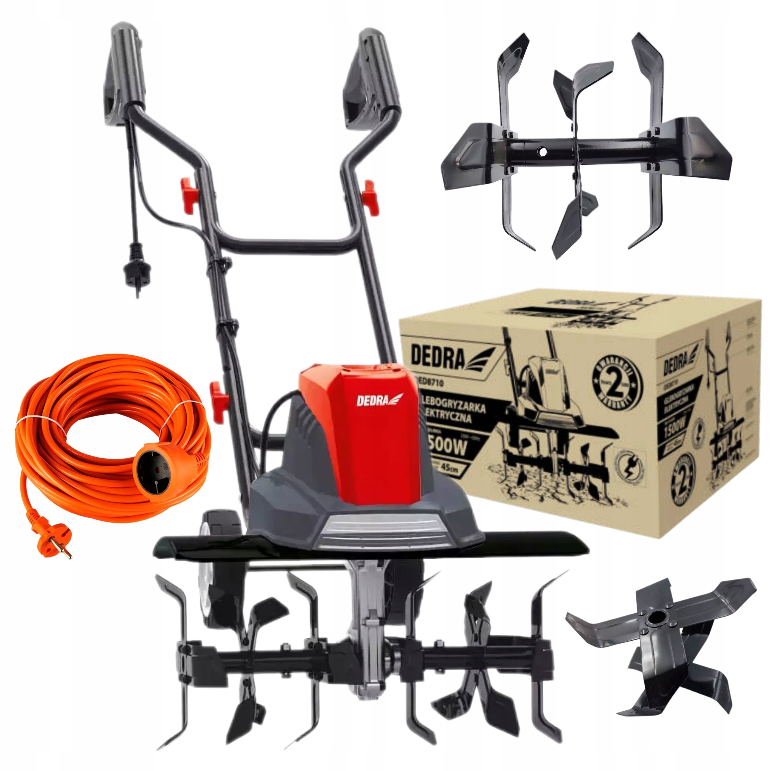 DEDRA GLEBOGRYZARKA ELEKTRYCZNA KULTYWATOR ZIEMI GLEBY 1500W 45cm +P 10m