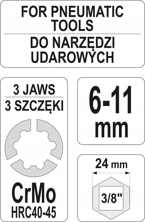 YATO WYKRĘTAK DO USZKODZONYCH ŚRUB I SZPILEK UDAROWY 6-11 mm YT-06255