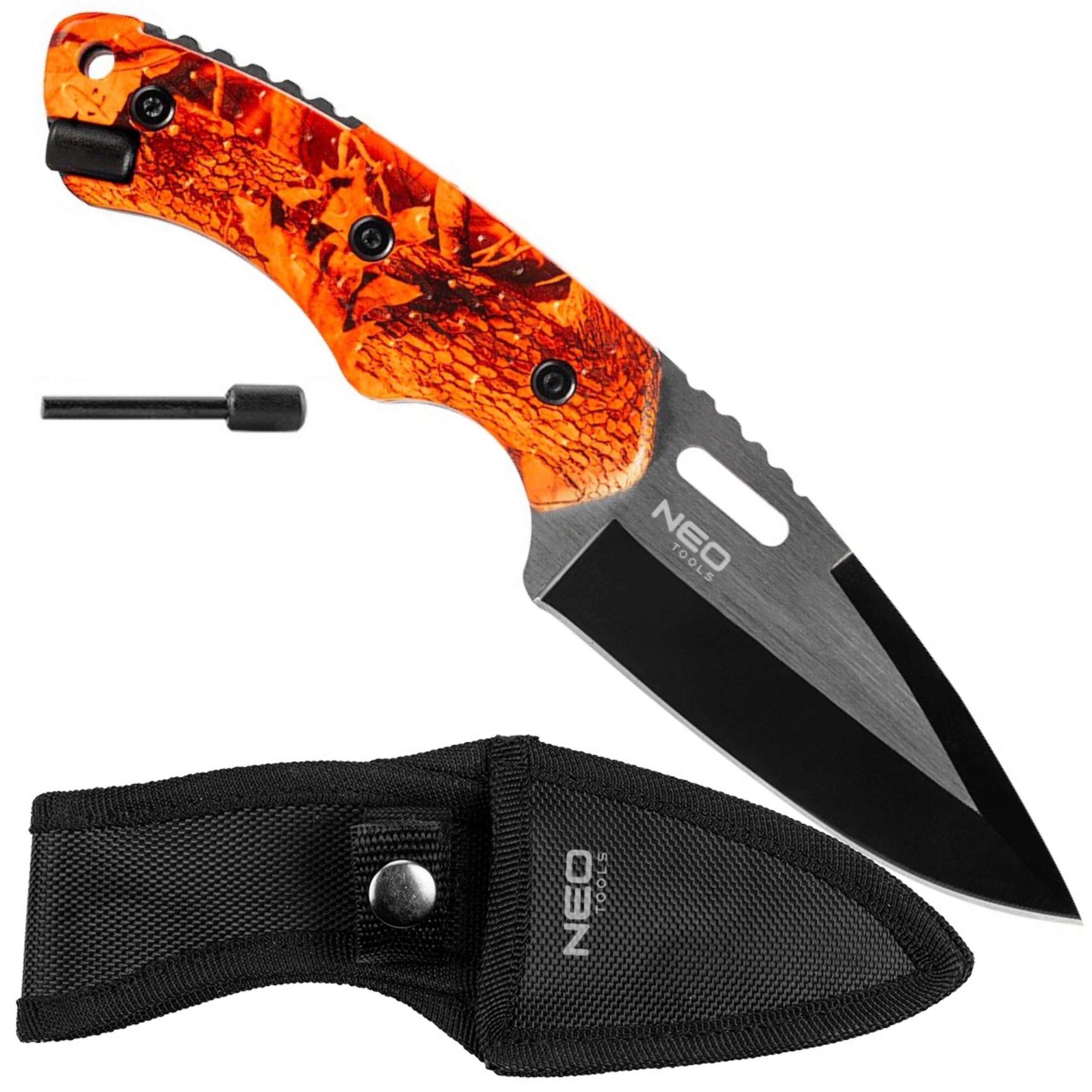 NEO NÓŻ TAKTYCZNY FULL-TANG 20CM HEAVY DUTY + KRZESIWO ETUI SURVIVAL 63-109