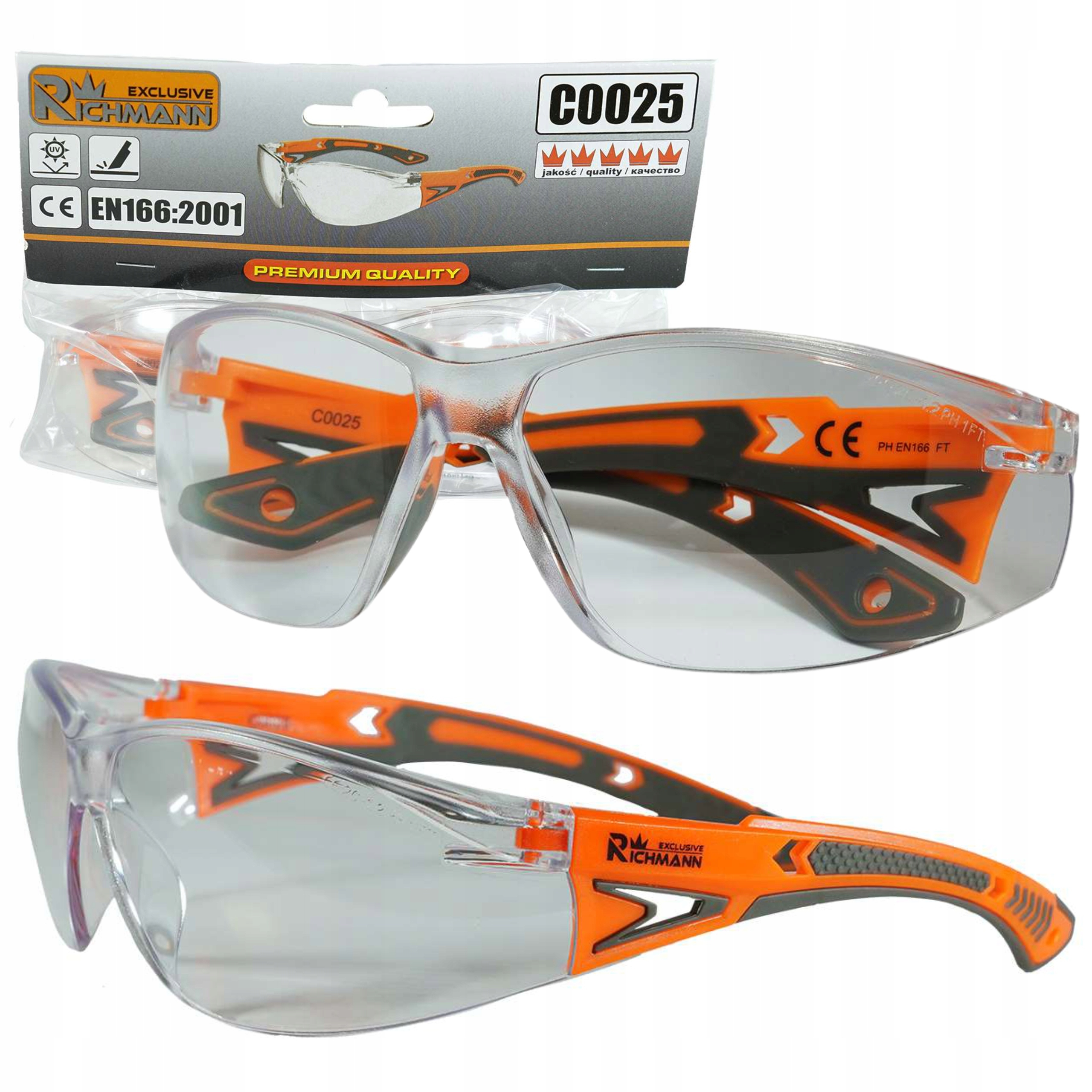 RICHMANN UNIWERSALNE OKULARY OCHRONNE PROF BEZBARWNE 1 KLASA OPTYCZNA C0025