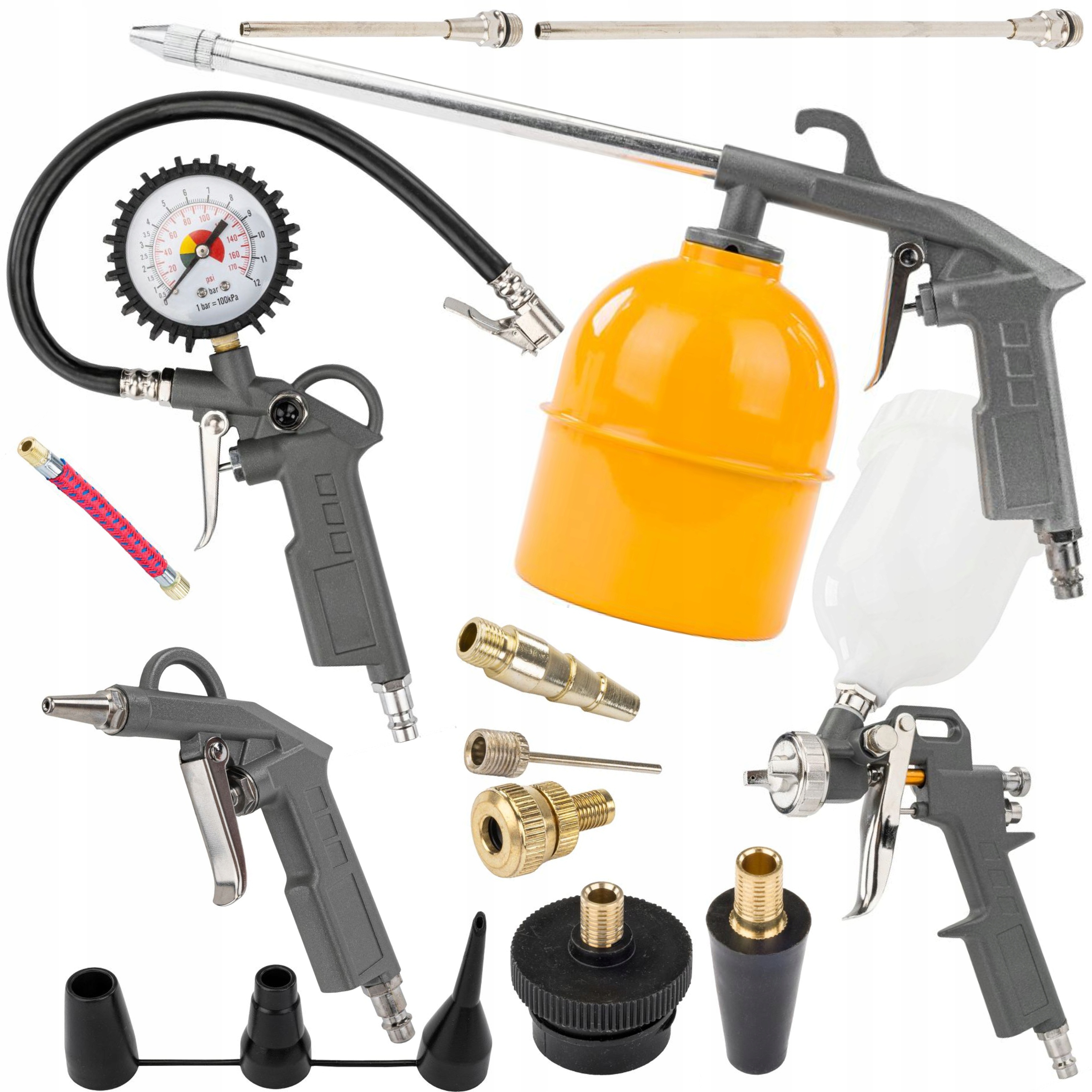 ZESTAW NARZĘDZI PNEUMATYCZNYCH MALARSKICH DO KOMPRESORA 18EL PISTOLET WĄŻ