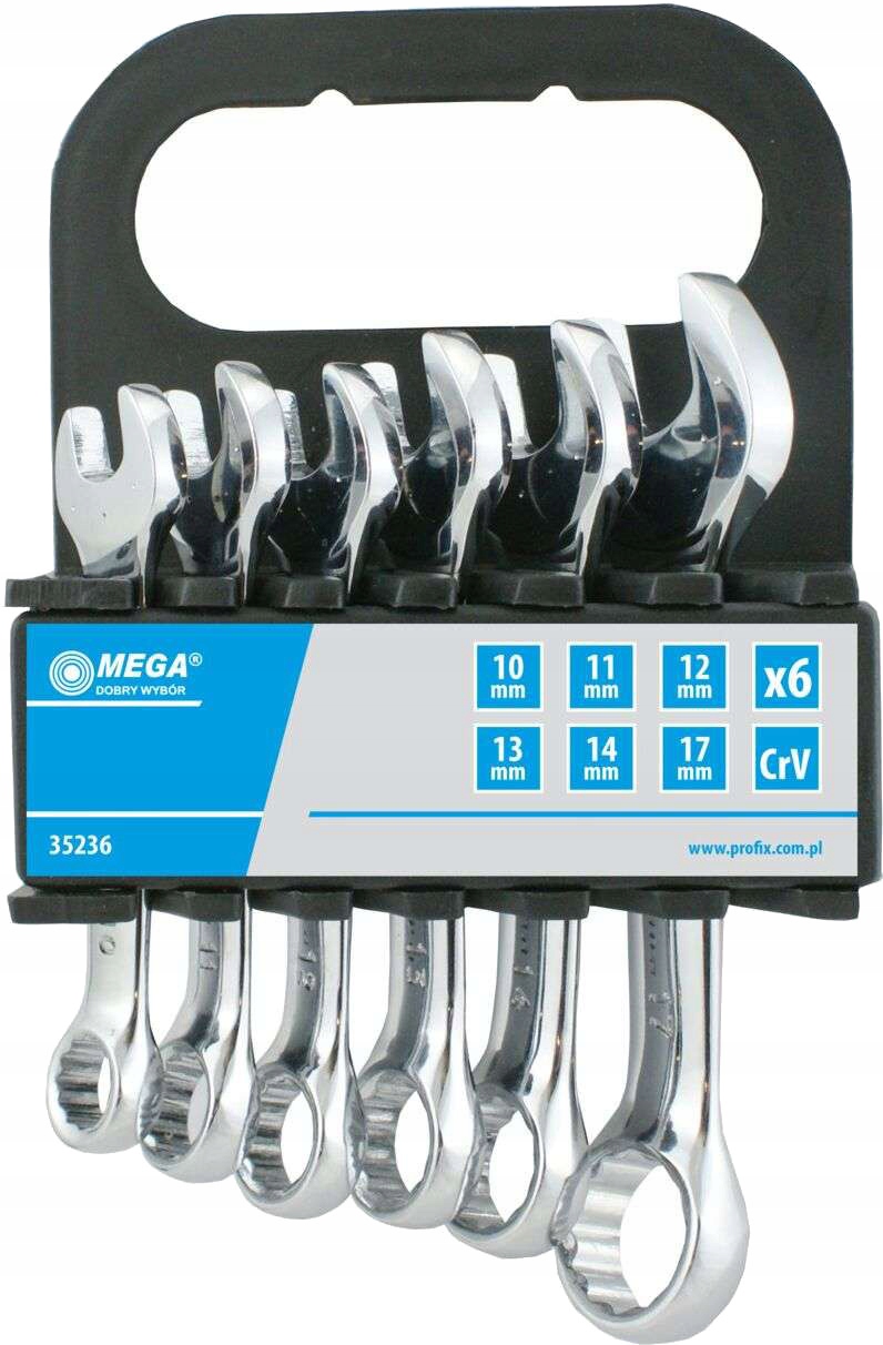 PROLINE KOMPLET KLUCZE PŁASKIE OCZKOWE KRÓTKIE 10-17MM CRV ZESTAW 6 ELEM.