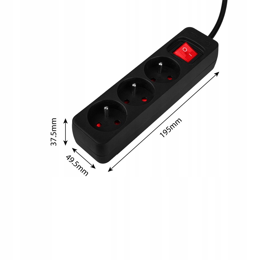 NEO PRZEDŁUŻACZ LISTWA ZASILAJĄCA 3M 3x1.5mm2 3 GNIAZDA WYŁĄCZNIKIEM 90-183