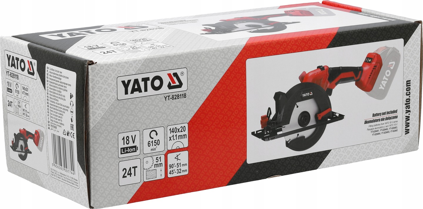 YATO PILARKA PIŁA AKUMULATOROWA BEZSZCZOTKOWA 18V 140mm PRZECINARKA PŁYT