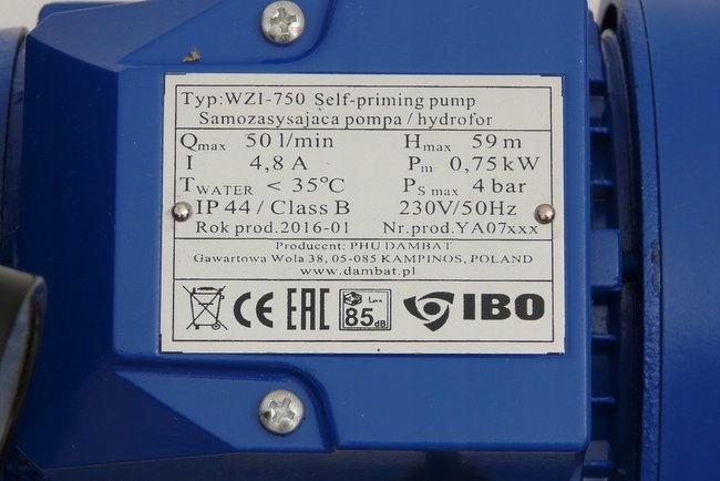 POMPA WZ 750 z osprzętem samozasysająca POLSKA +GW