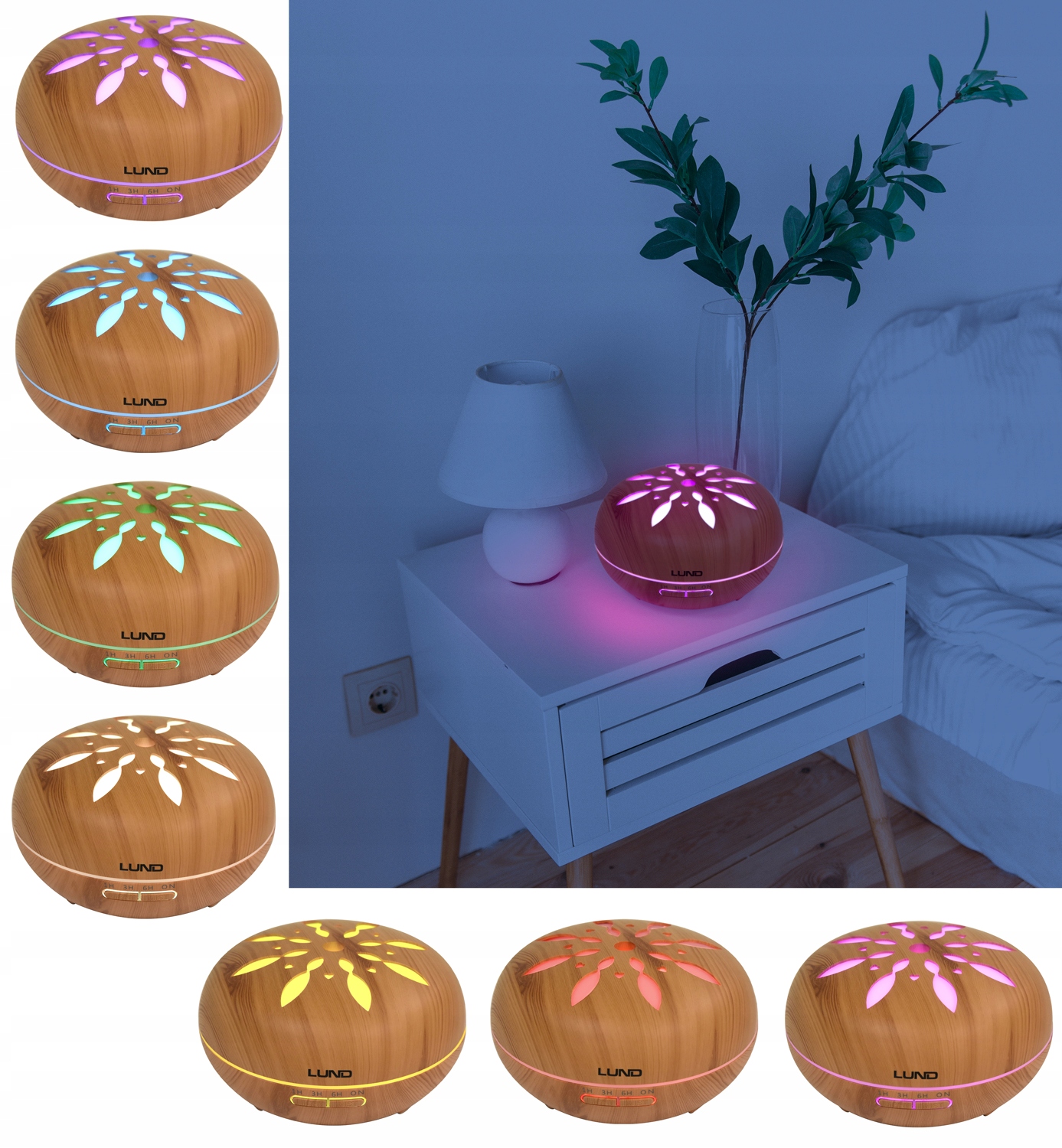 DYFUZOR ZAPACHOWY AROMATERAPIA NAWILŻACZ POWIETRZA 500ml LED + PILOT 66902