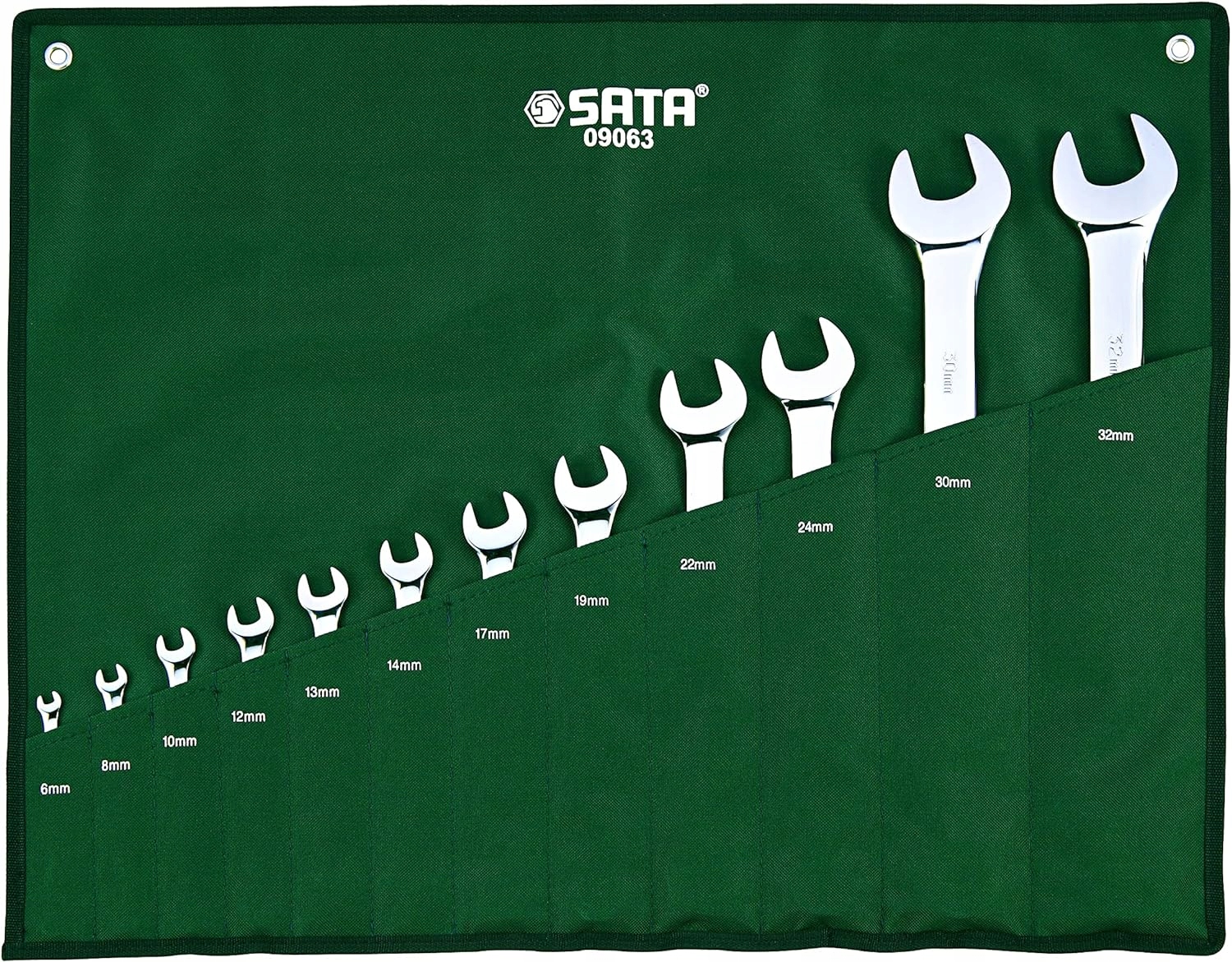 SATA ZESTAW 12 KLUCZY PŁASKO OCZKOWYCH W SASZETCE ST09063 PŁACHTA 6-32MM