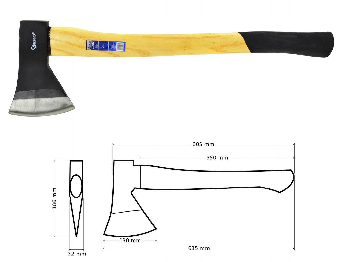 SIEKIERA PROFI 1250GX24" STAL WYSOKOWĘGLOWA DREWNIANY TRZONEK GEKO G72213