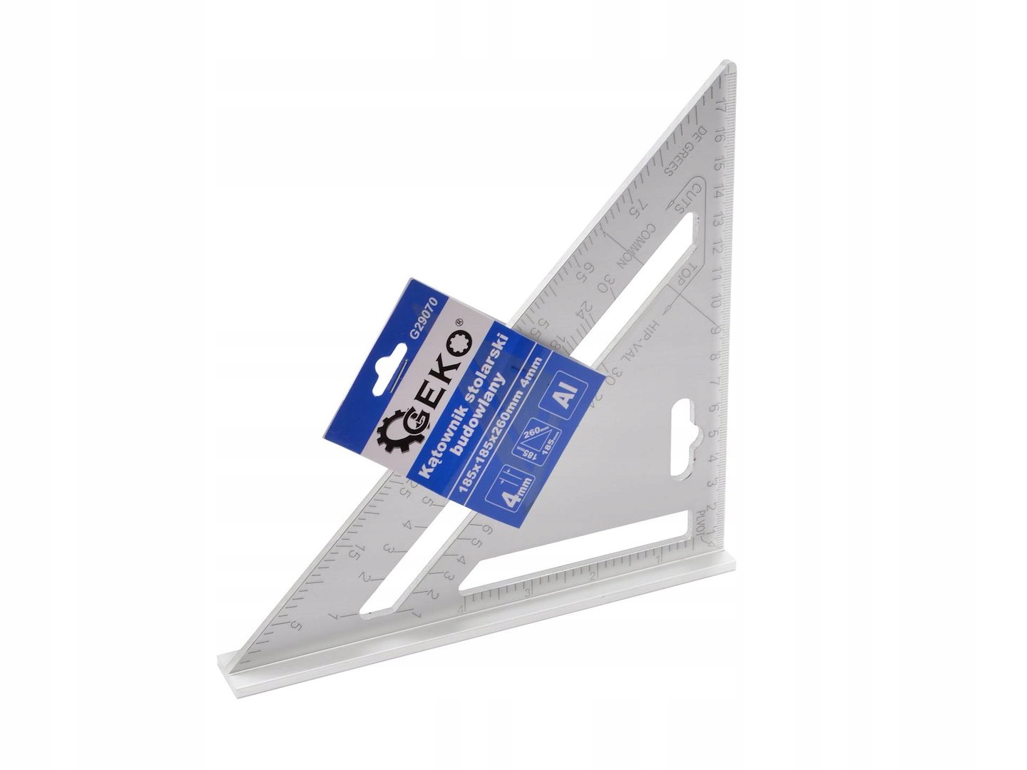 KĄTOWNIK STOLARSKI BUDOWLANY ALUMINIOWY 185X185X260MM GEKO G29070