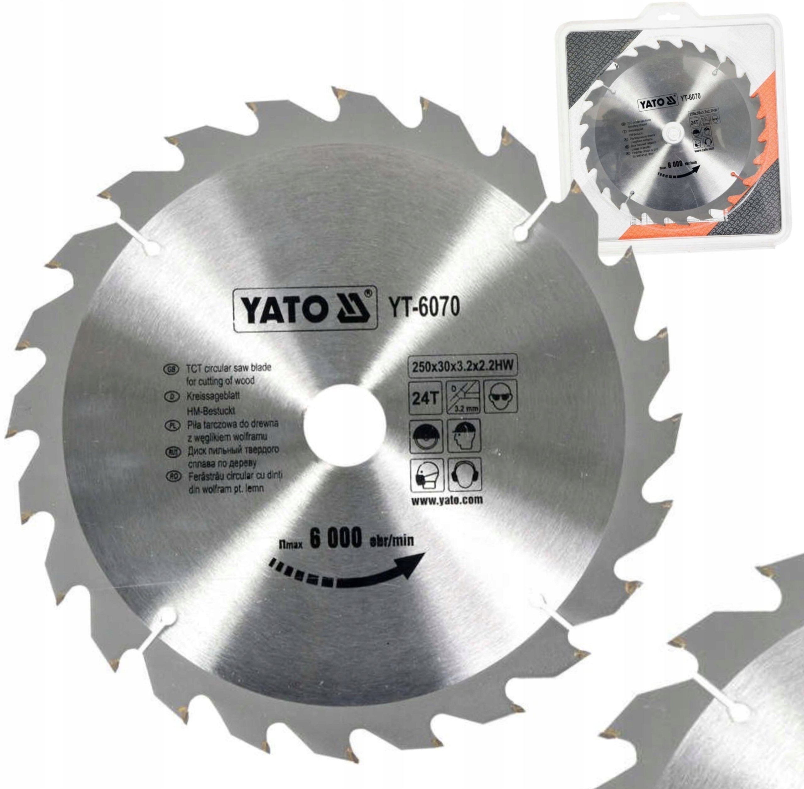 YATO PIŁA TARCZOWA WIDIOWA WĘGLIK WOLFRAMU DO DREWNA 250x30mm 24T YT-6070