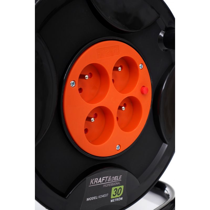 PRZEDŁUŻACZ BĘBNOWY ZWIJAK 30M NA BĘBNIE BUDOWLANY + LAMPA LED 4 GNIAZDA