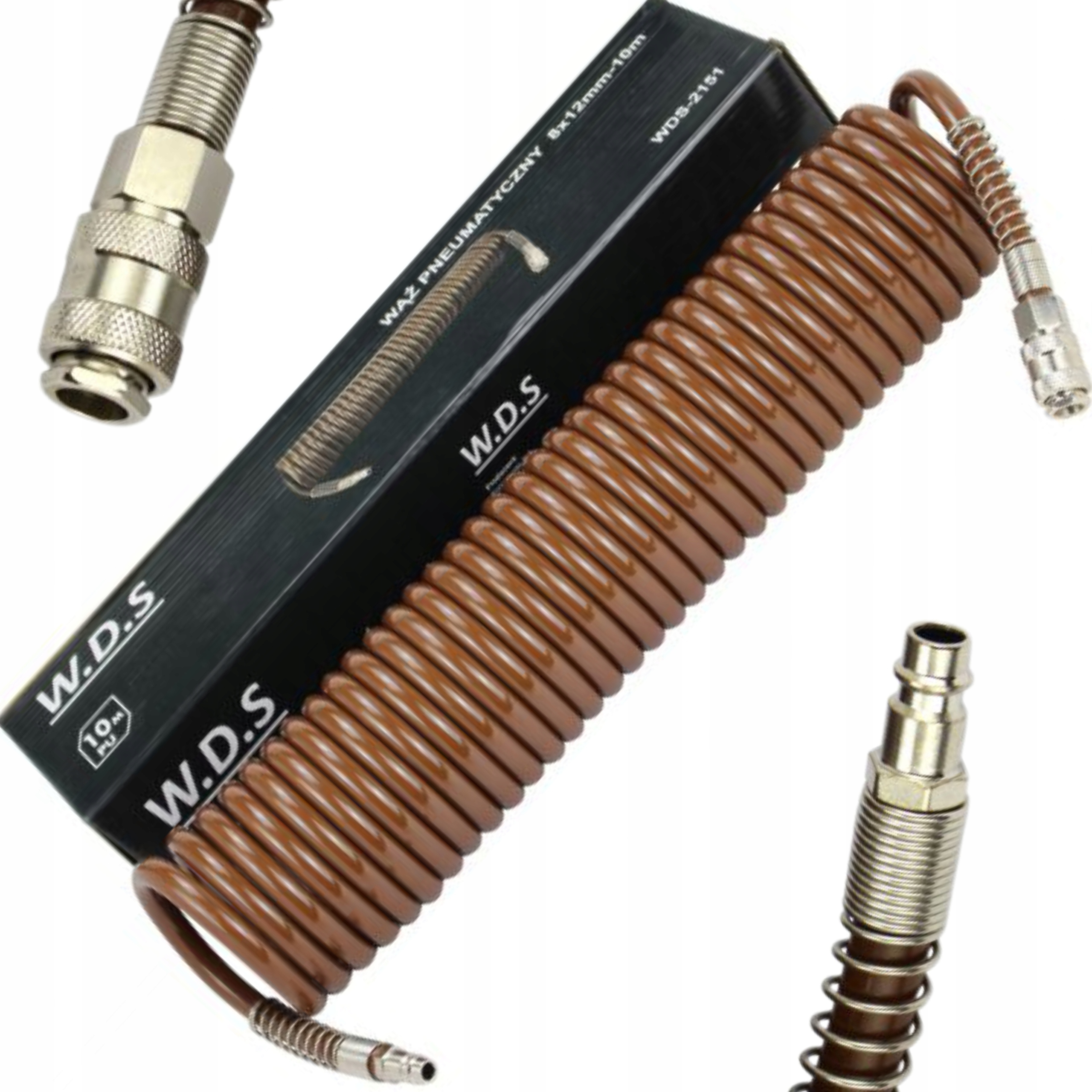 WĄŻ PRZEWÓD DO SPRĘŻARKI PNEUMATYCZNY SPIRALNY 8X12MM 10M KRAFTDELE WDS2151