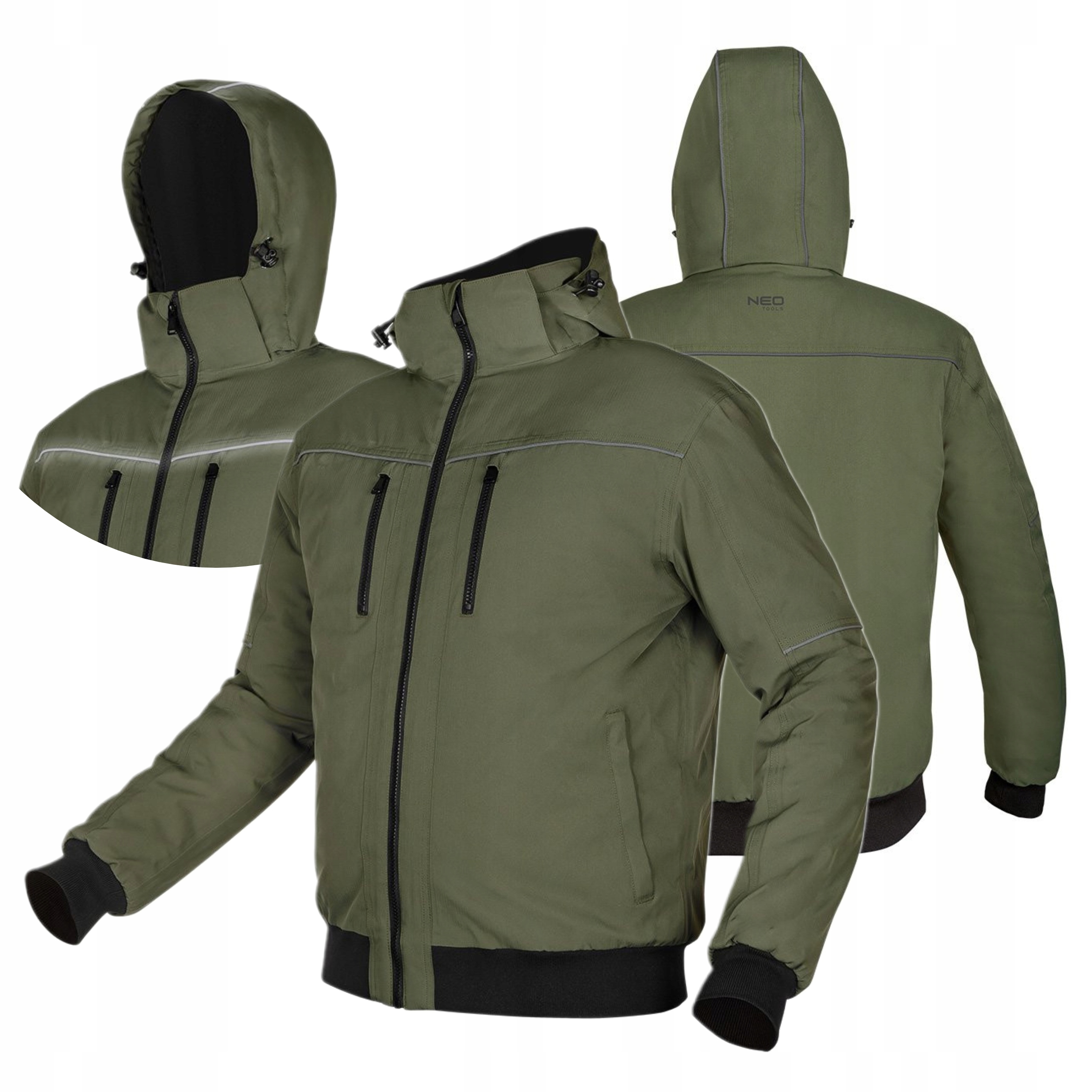 NEO KURTKA OCIEPLANA KAPTUR OUTDOOR ZIELONA ODBLASKOWA CE 81-579 r