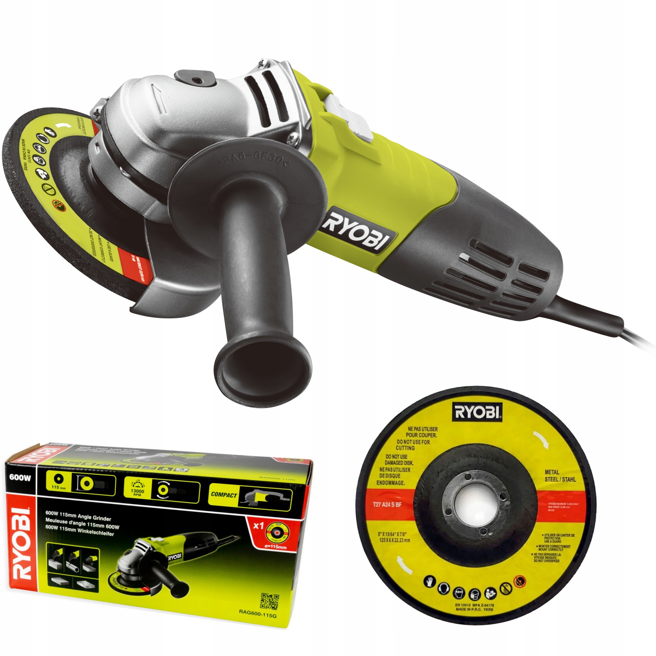 RYOBI RAG600-115G SZLIFIERKA KĄTOWA 600W 115mm
