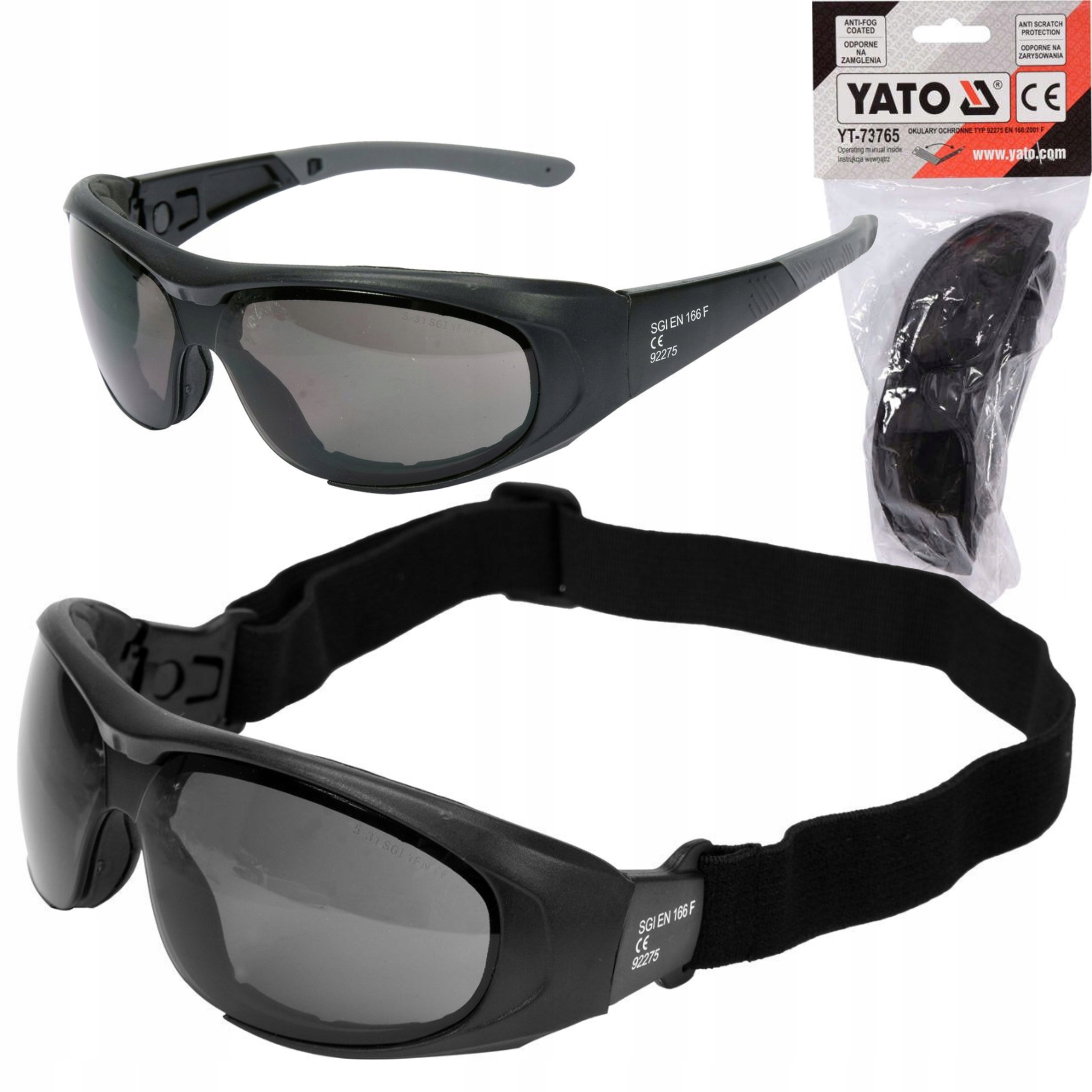 OKULARY OCHRONNE SZARE Z PASKIEM YATO YT-73765 BHP