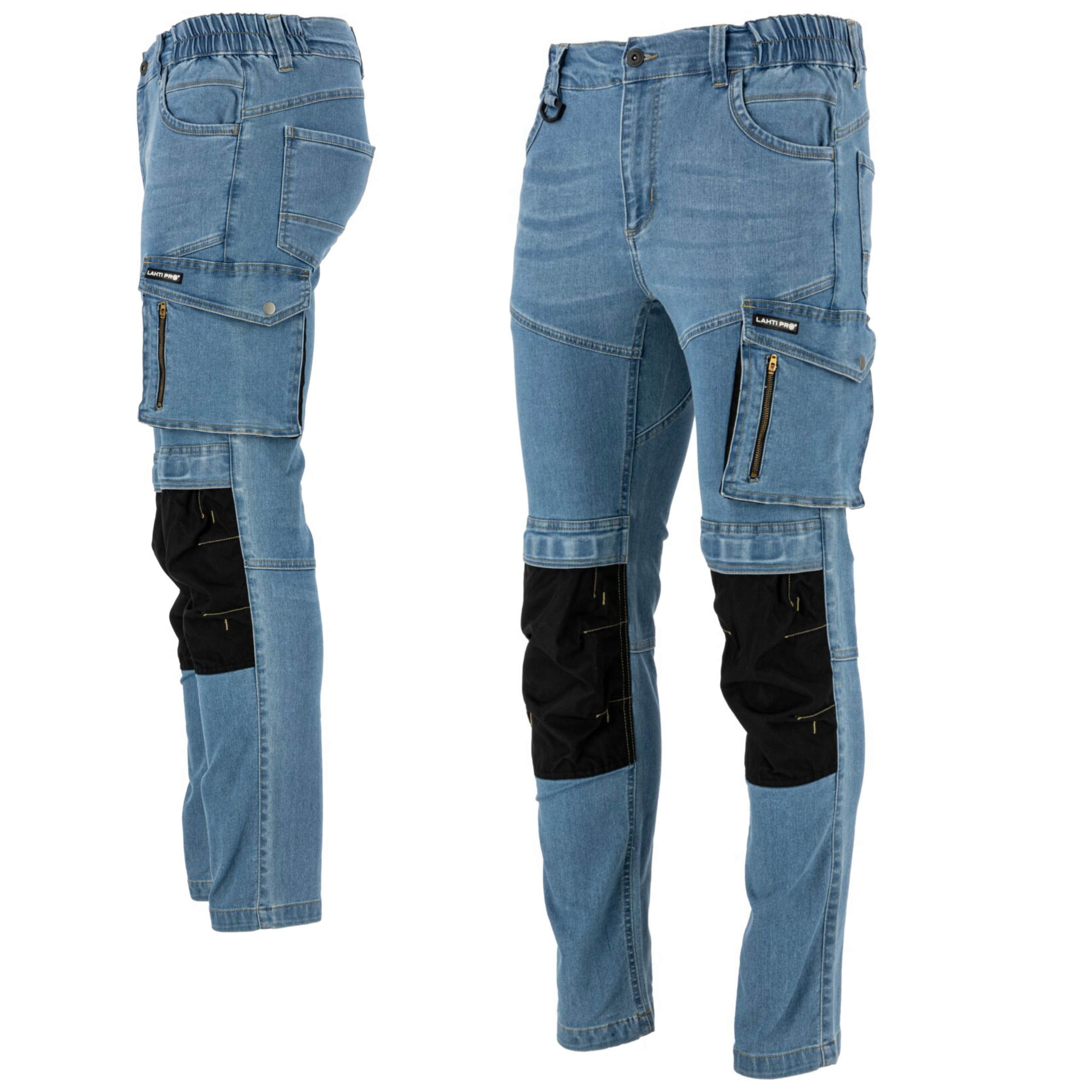 SPODNIE JEANSOWE SLIM FIT ROBOCZE STRETCH WZMOCNIONE LAHTI PRO L40547 r.3XL