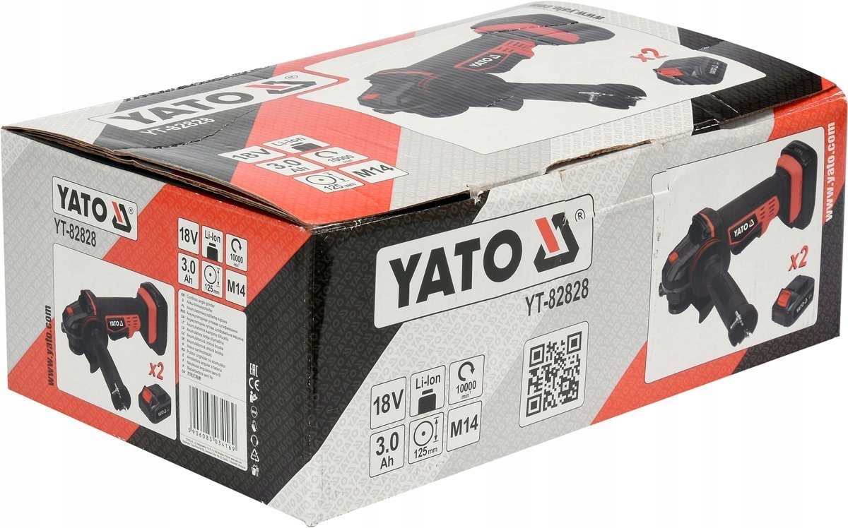 YATO SZLIFIERKA KĄTOWA POLERKA AKUMULATOROWA YT-82828 2 AKUMULATORY x 3Ah