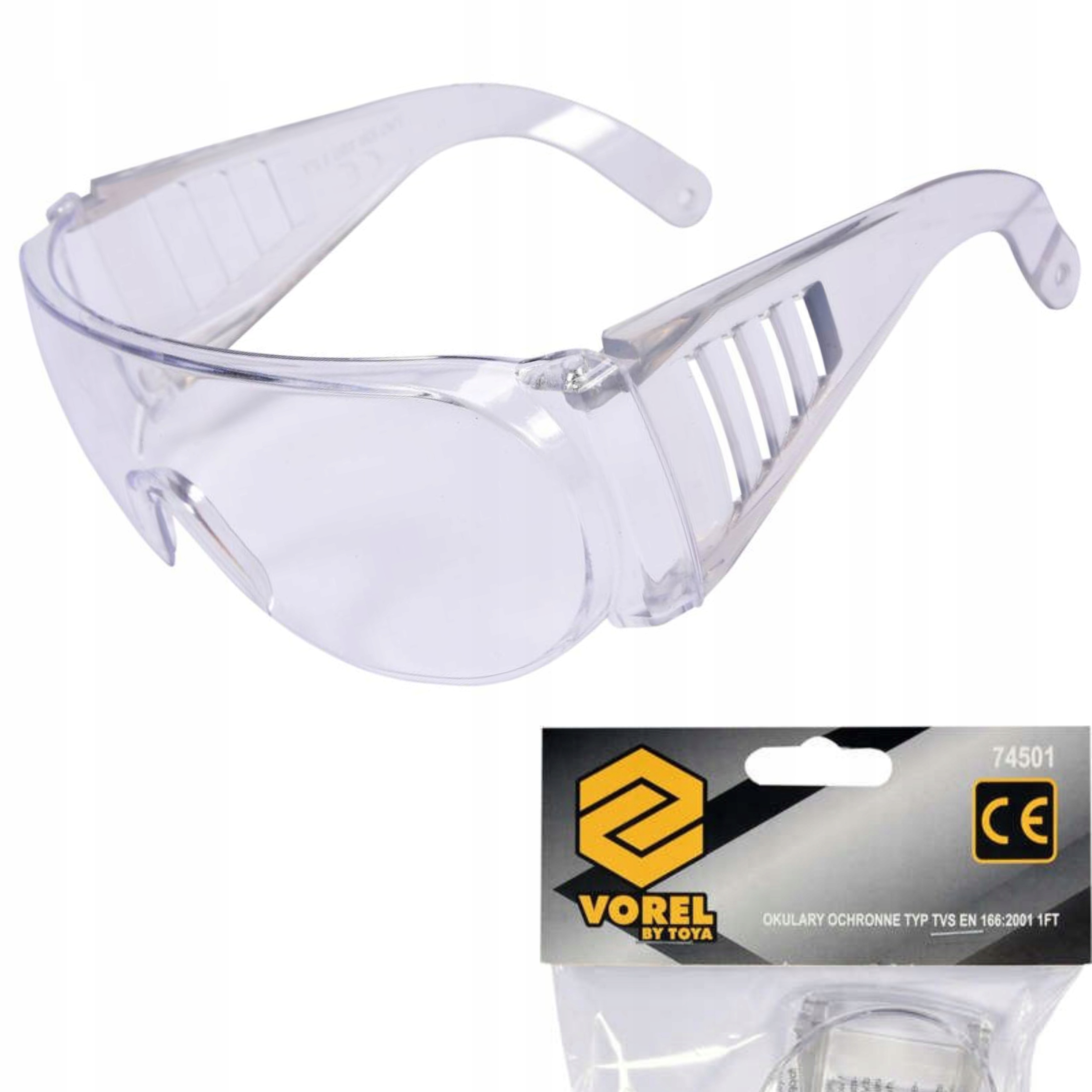VOREL 74501 OKULARY OCHRONNE ROBOCZE BHP BUDOWLANE BEZBARWNE POLIWĘGLAN
