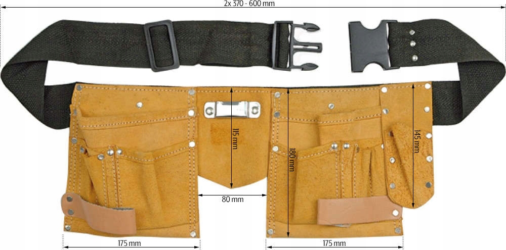 VOREL SKÓRZANY PAS NARZĘDZIOWY MONTERSKI 11 KIESZENI PASY 78750