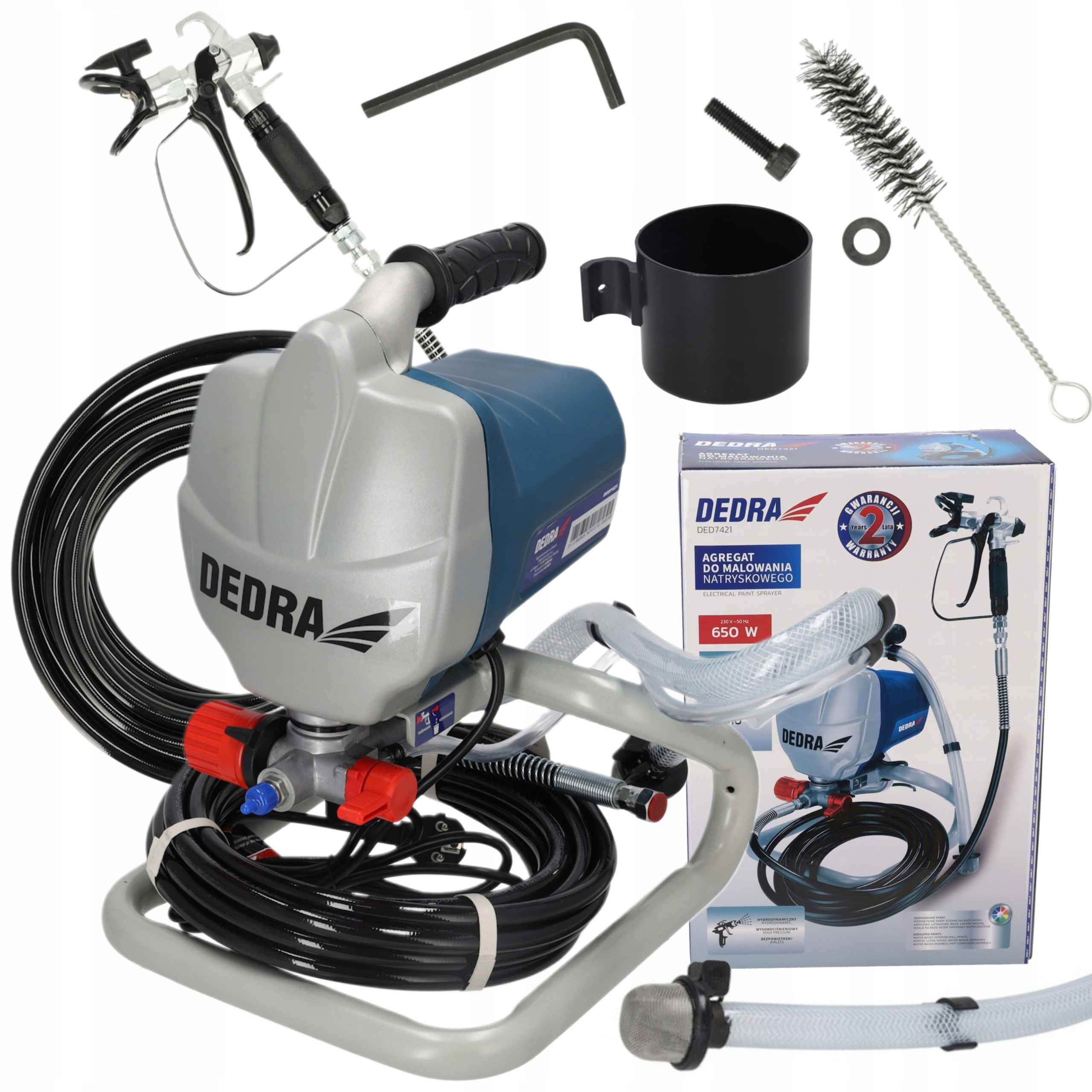 DEDRA AGREGAT MALARSKI HYDRODYNAMICZNY 650W 205BAR WĄŻ 7,5M +AKCES DED7421