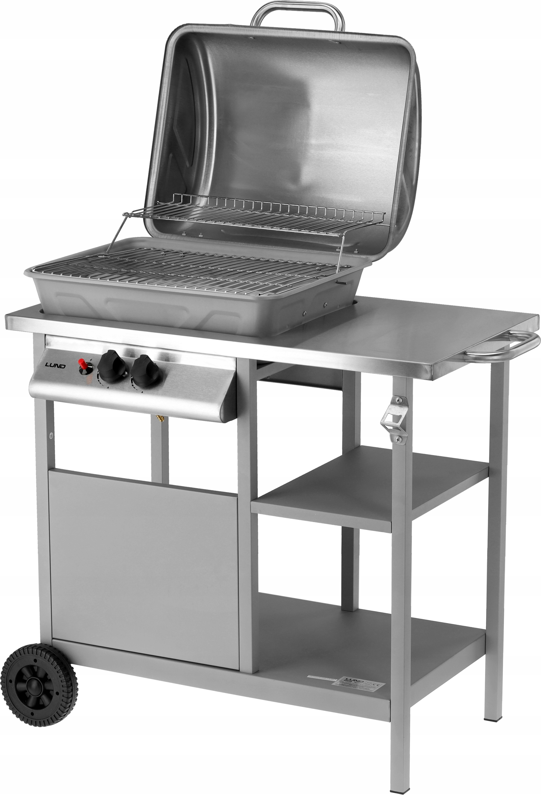 LUND GRILL GAZOWY OGRODOWY STAL NIERDZEWNA 2 PALNIKI 5,5KW CHROMOWANY RUSZT