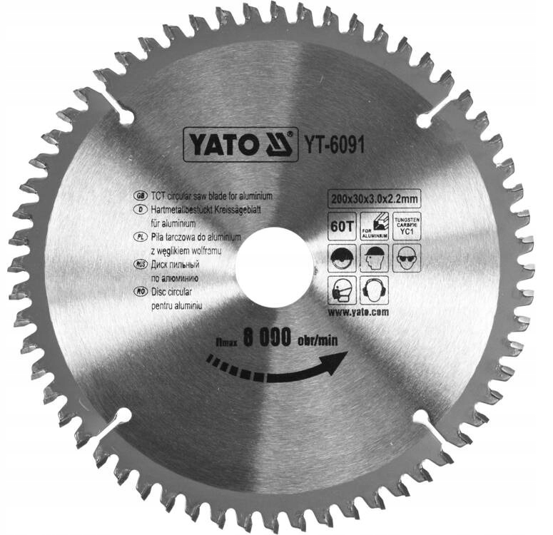 YATO TARCZA WIDIOWA TARCZOWA SO PILAREK DO ALUMINIUM 200X60TX30MM YT-6091
