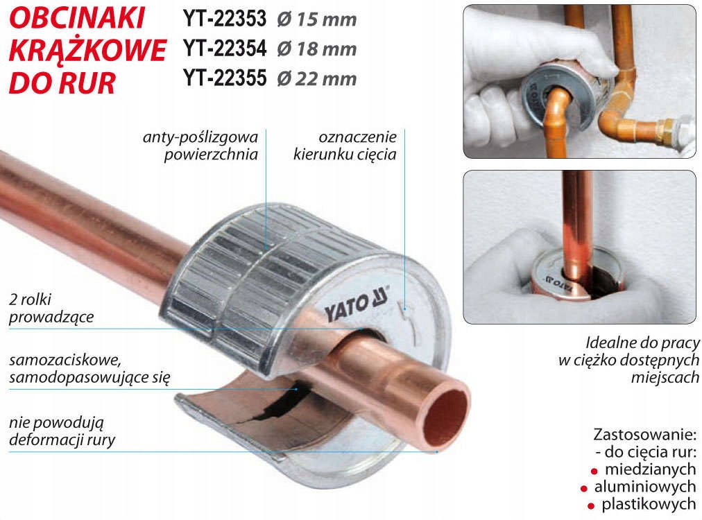 YATO NOŻYCE OBCINAK DO RUR MIEDZIANYCH ALU KRĄŻKOWY 22mm YT-22355 YATO