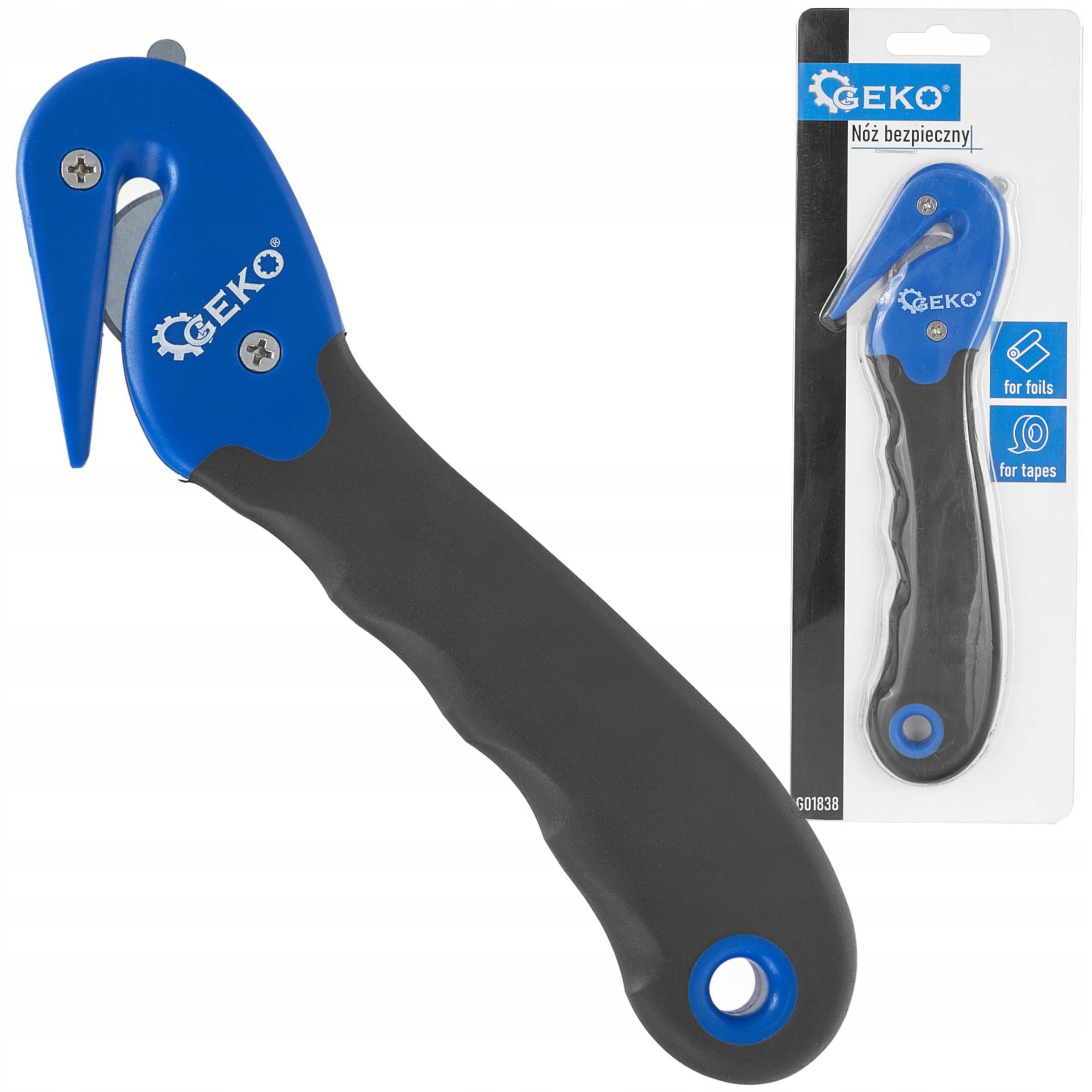 GEKO NÓŻ BEZPIECZNY DO CIĘCIA ROZCINANIA TAŚM I FOLII PAKOWYCH G01838