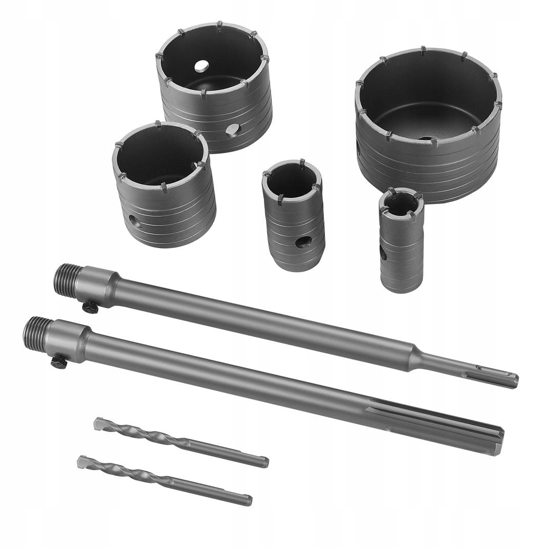 ZESTAW OTWORNIC DO BETONU MURU KORONKI FREZ SDS MAX PLUS 30-100mm KD12640