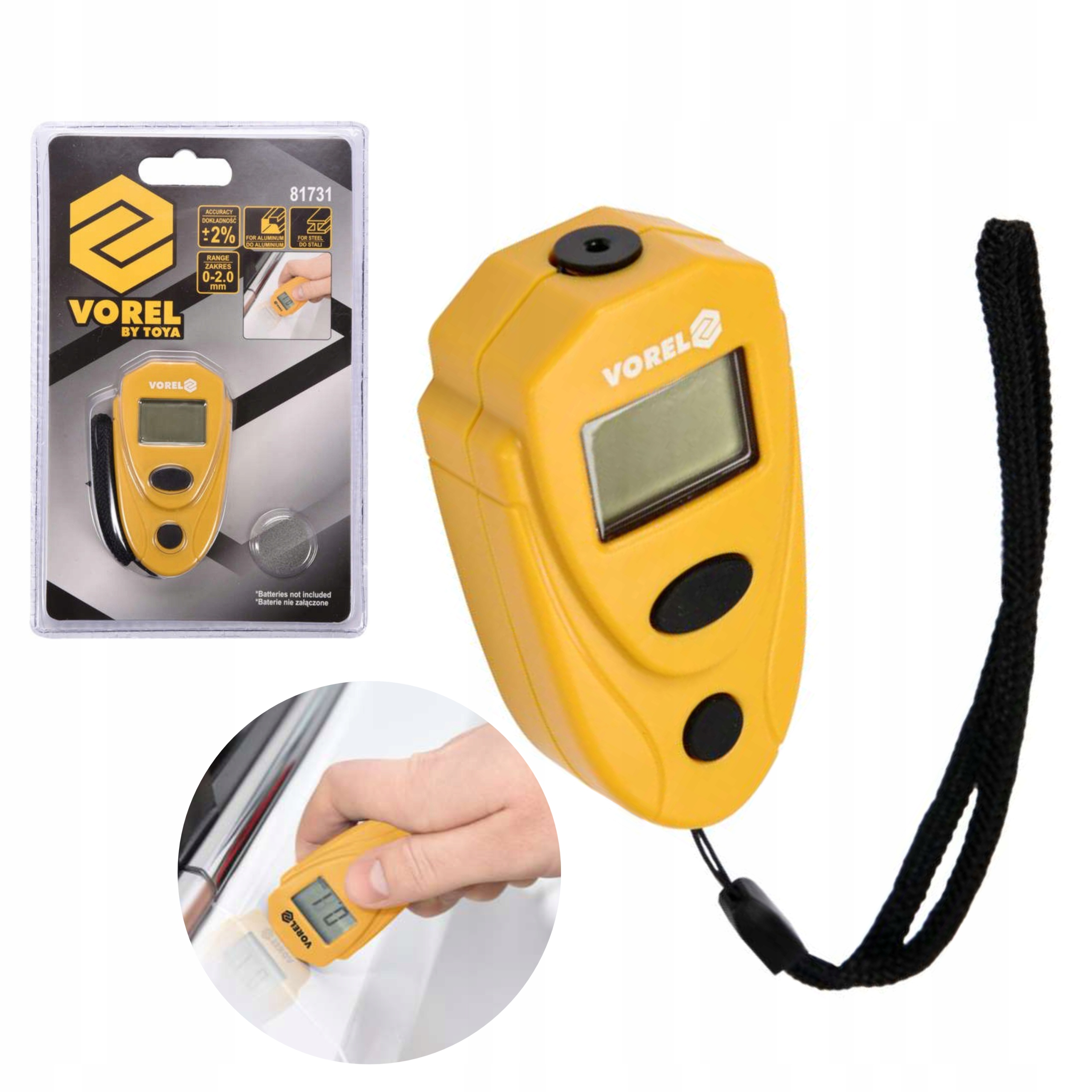 MIERNIK TESTER CZUJNIK GRUBOŚCI LAKIERU VOREL ZAKRES 0-2mm 81731